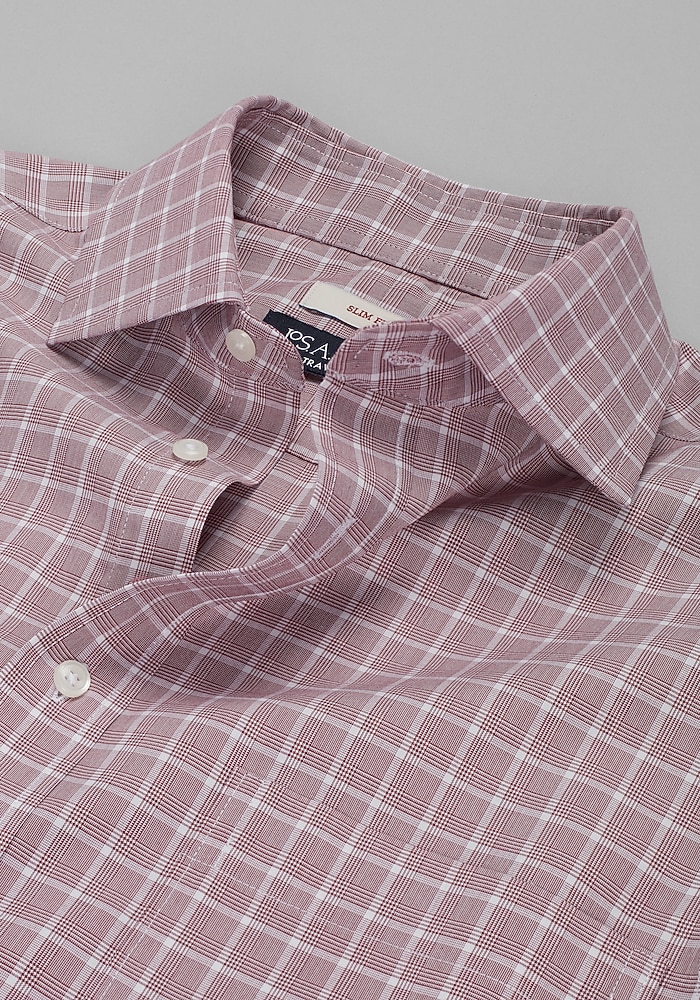 Traveler Collection Slim Fit Spread Collar Glen Plaid Dress Shirt only .99: eDeal Info