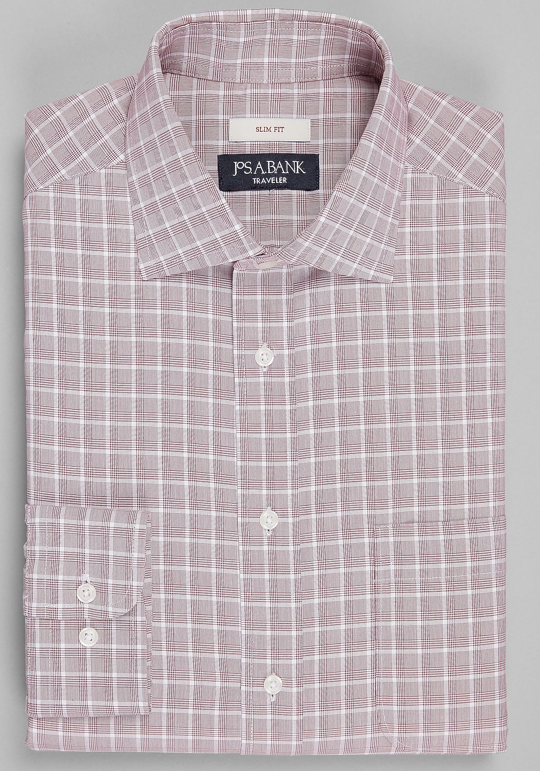 Traveler&reg; Collection Slim Fit Spread Collar Glen Plaid Dress Shirt