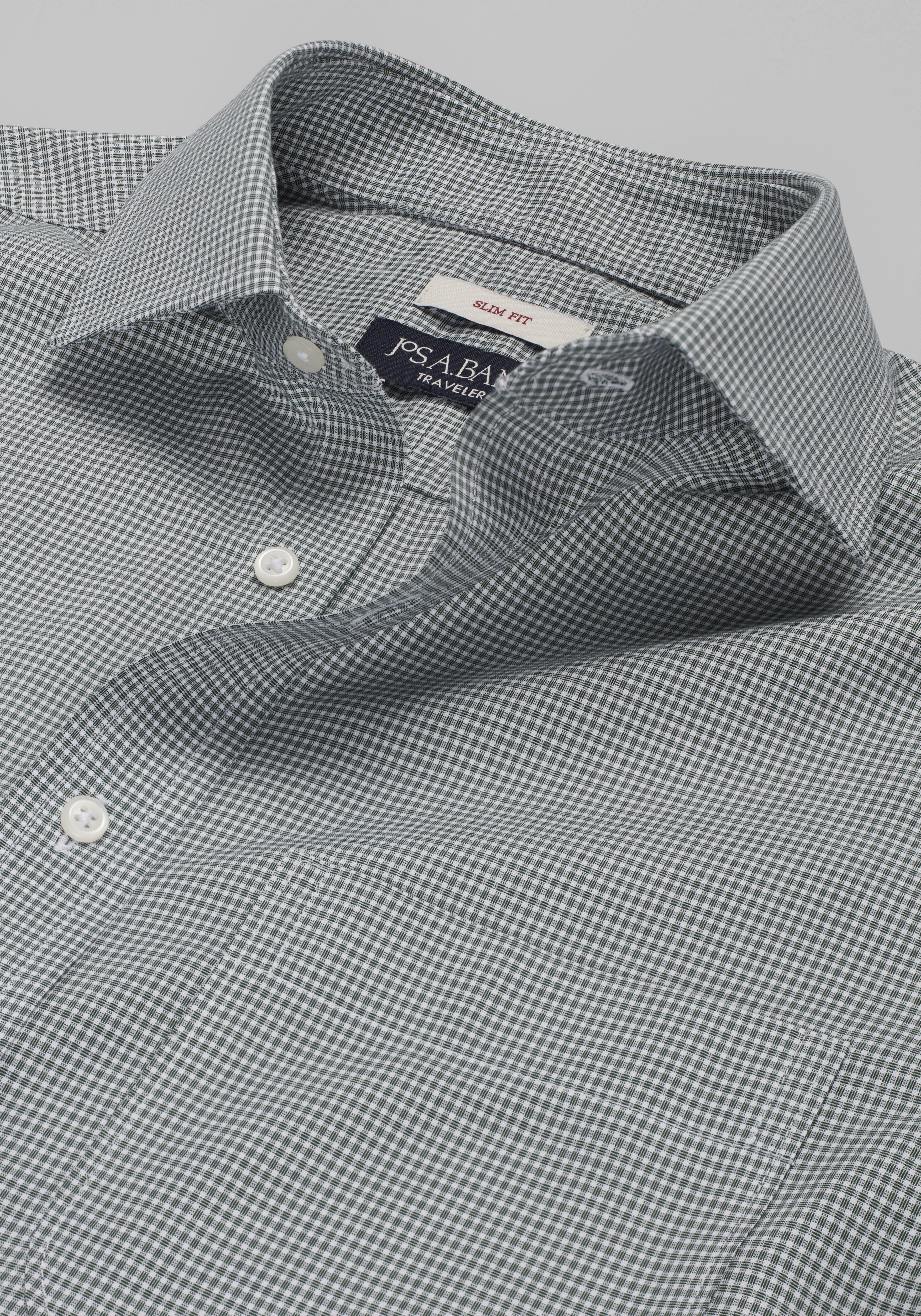 Traveler® Collection Slim Fit Spread Collar Micro Check Dress Shirt