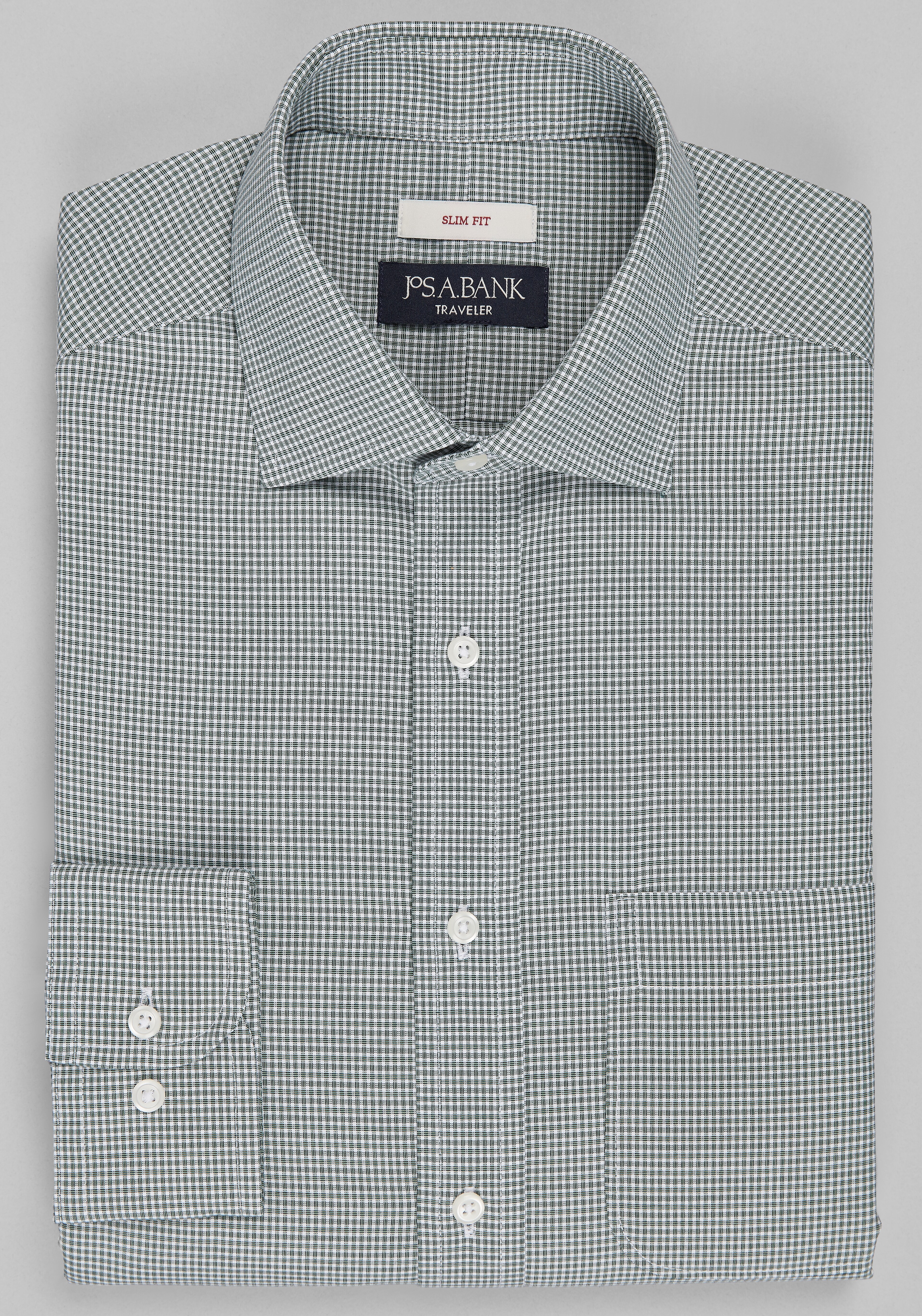 Traveler® Collection Slim Fit Spread Collar Micro Check Dress Shirt - Big & Tall CLEARANCE