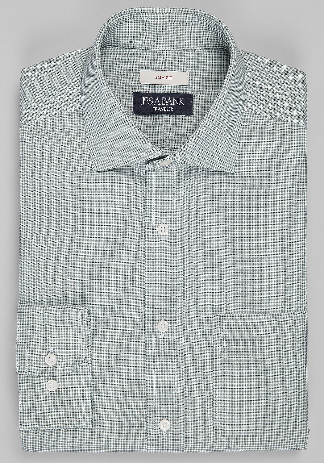 Traveler&reg; Collection Slim Fit Spread Collar Micro Check Dress Shirt