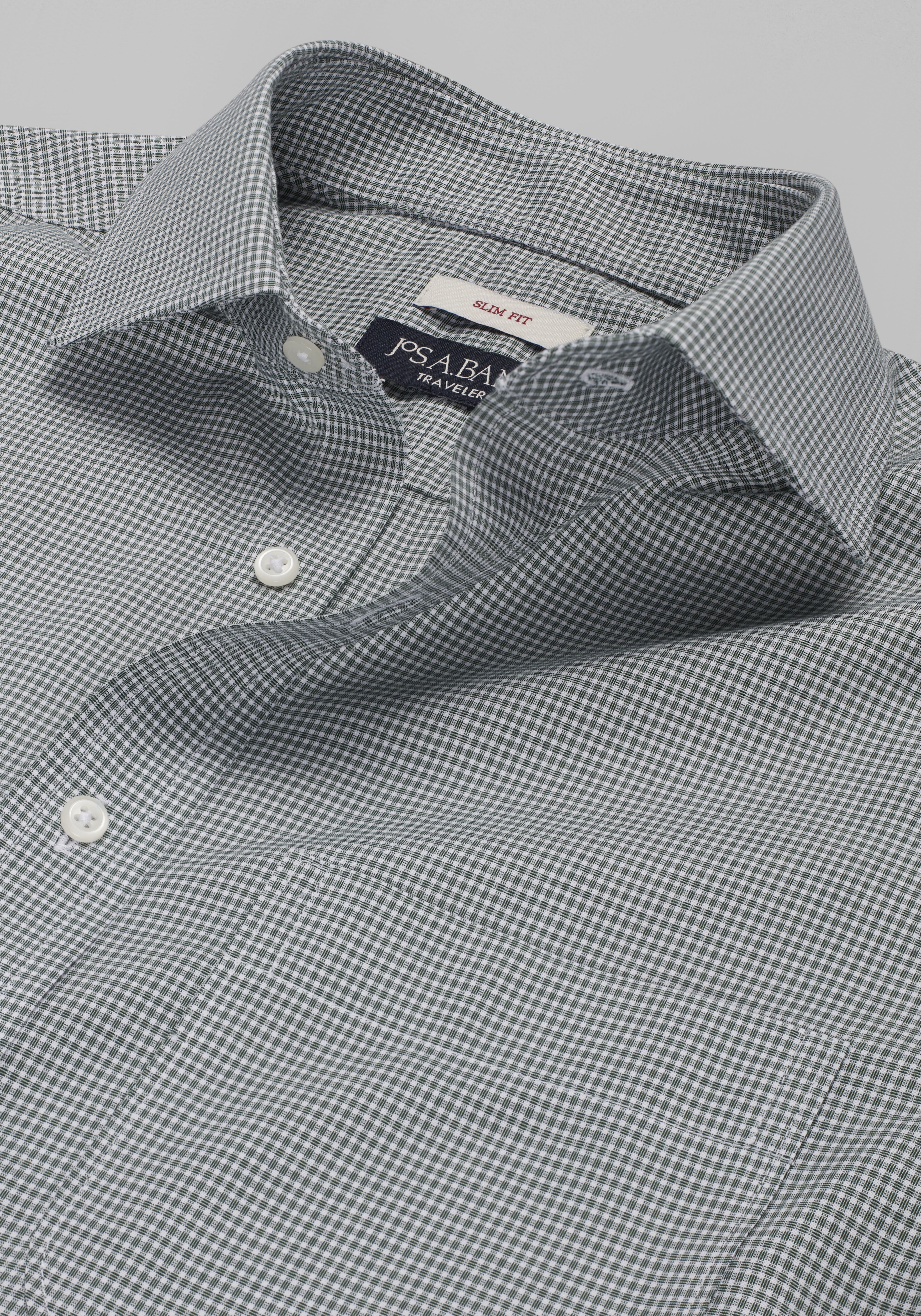 Traveler® Collection Slim Fit Spread Collar Micro Check Dress Shirt - Big & Tall CLEARANCE