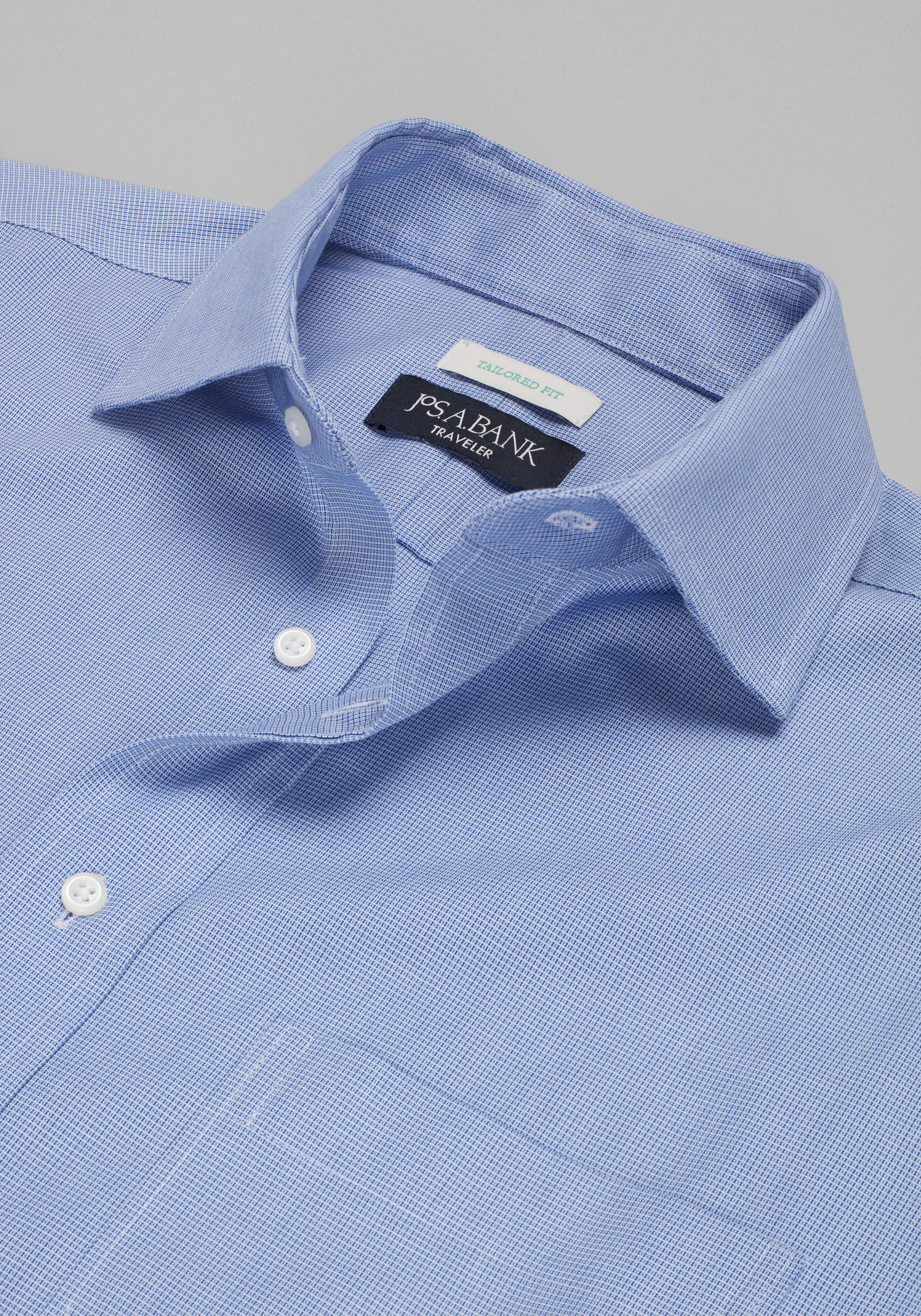 Traveler® Collection Tailored Fit Spread Collar Tattersall Dress Shirt