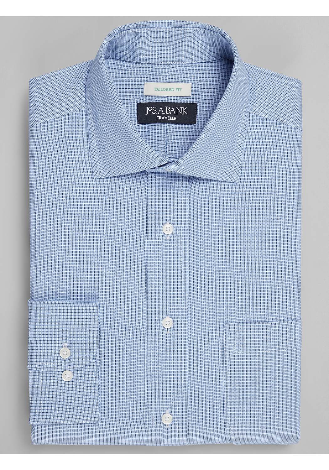 Traveler&reg; Collection Tailored Fit Spread Collar Tattersall Dress Shirt