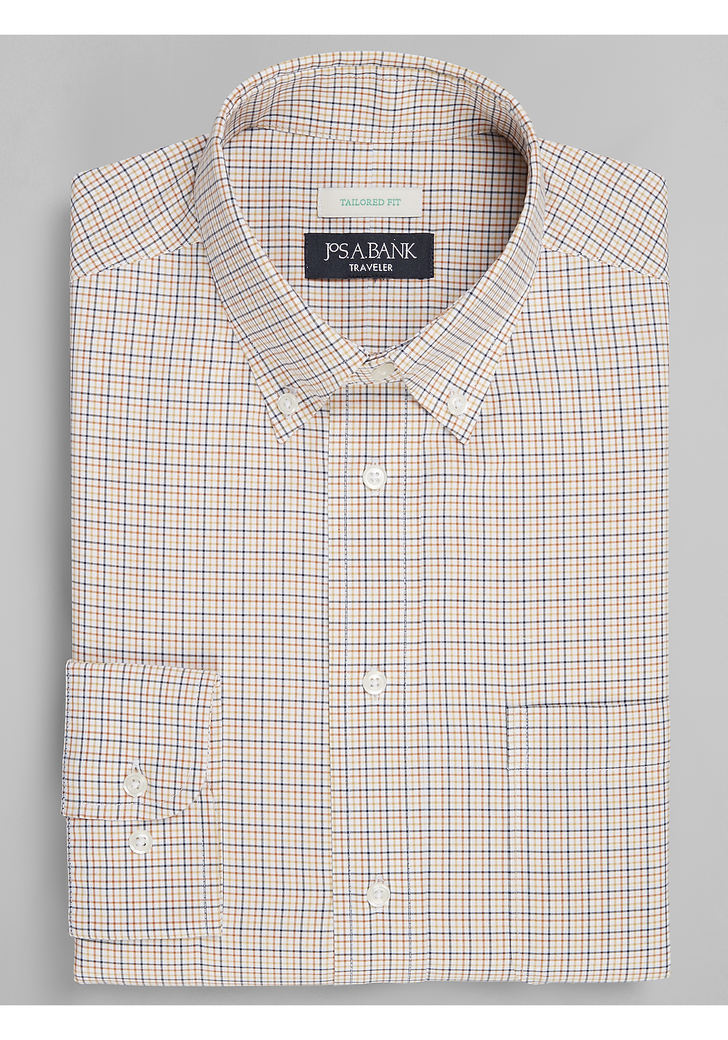 Traveler&reg; Collection Tailored Fit Button-Down Collar Check Dress Shirt
