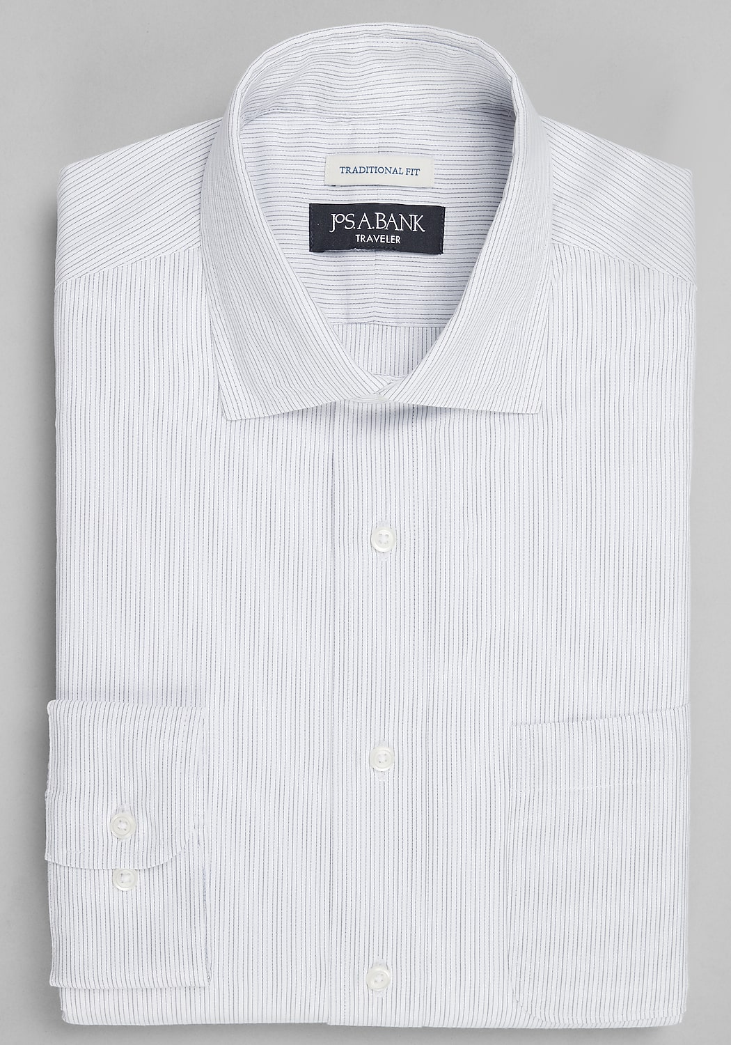 Traveler&reg; Collection Traditional Fit Spread Collar Stripe Dress Shirt