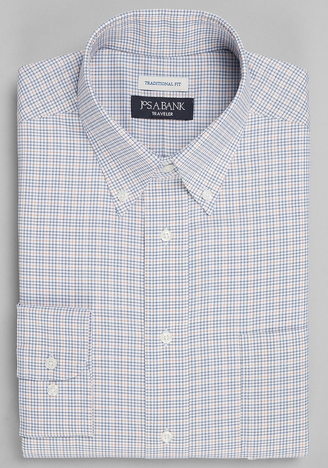 Traveler&reg; Collection Traditional Fit Button-Down Collar Check Dress Shirt
