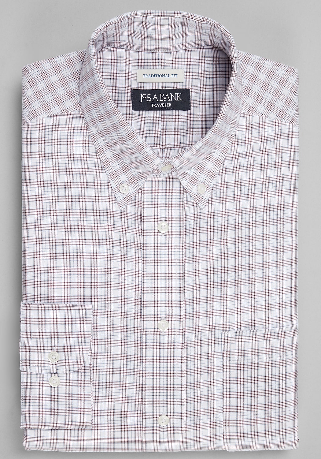 Traveler&reg; Collection Traditional Fit Button-Down Collar Check Dress Shirt