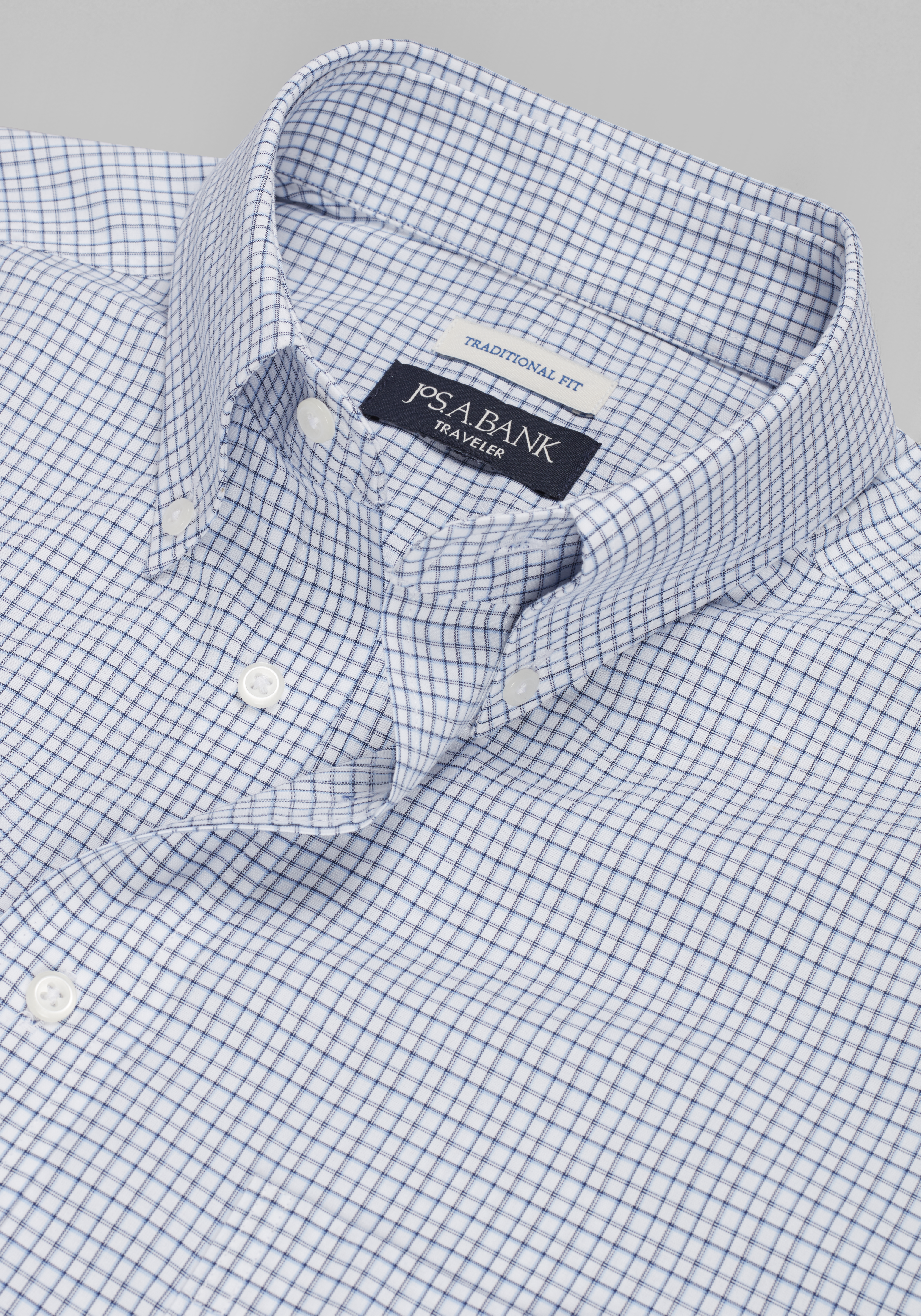 Traveler® Collection Traditional Fit Button-Down Collar Check Dress Shirt
