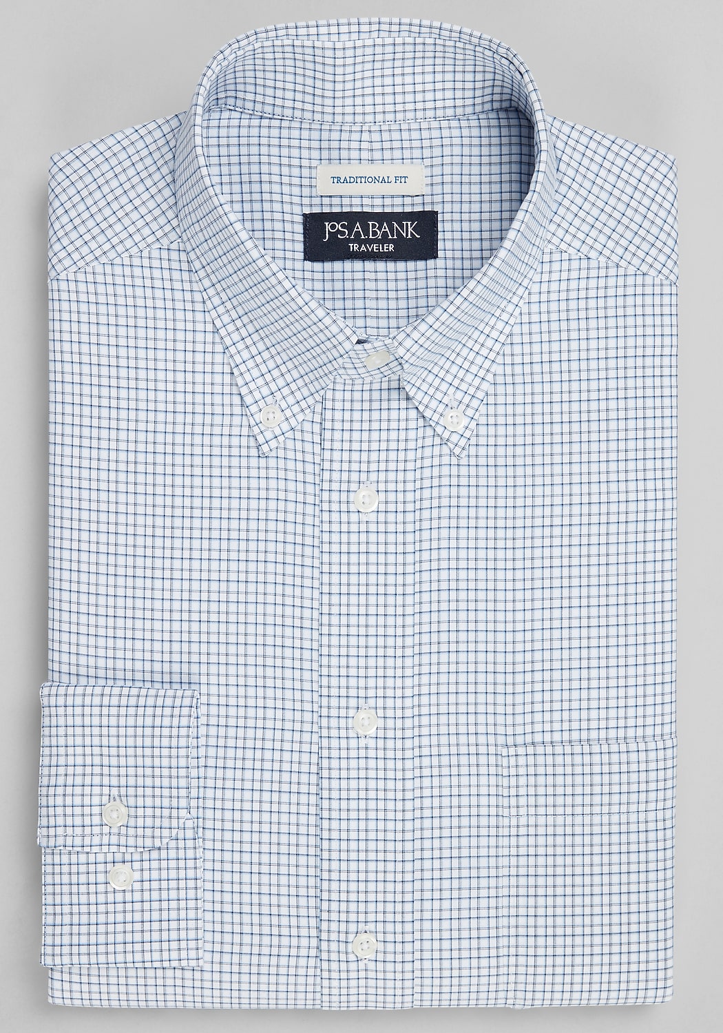 Traveler&reg; Collection Traditional Fit Button-Down Collar Check Dress Shirt