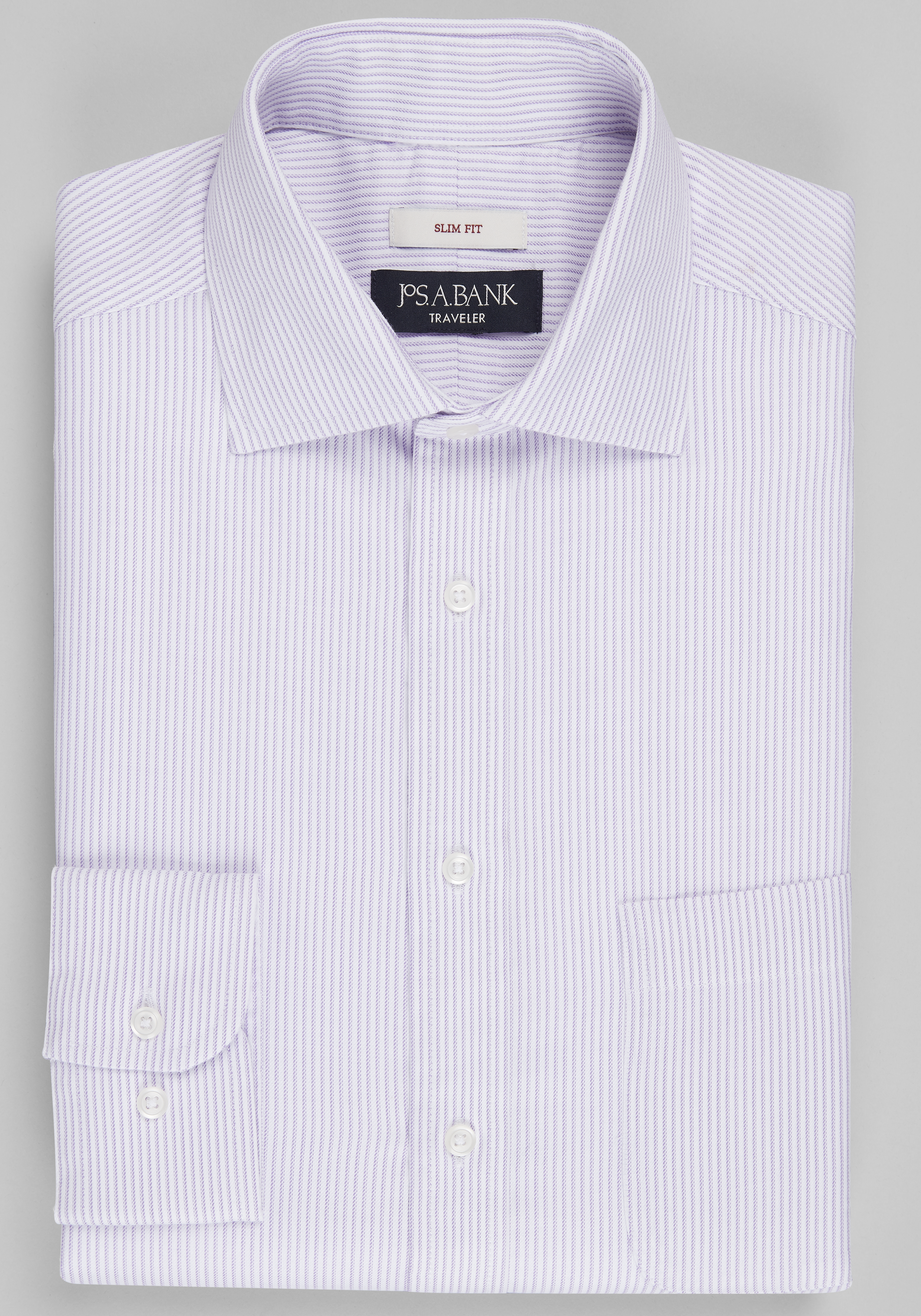 Men's Dress Shirts, Traveler&reg; Collection Slim Fit Tight Stripe Dress Shirt - Jos A Bank