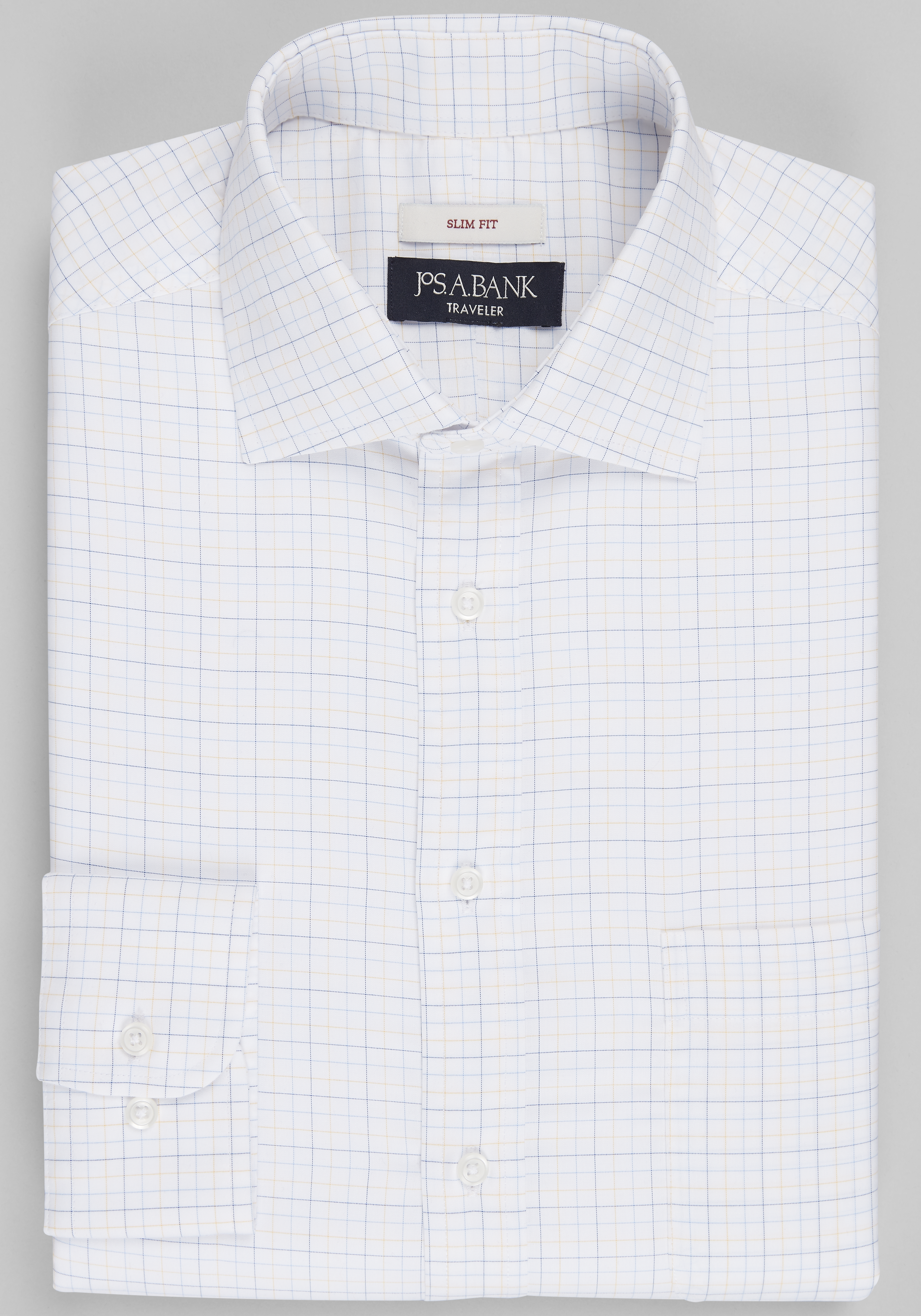 Men's Dress Shirts, Traveler&reg; Collection Slim Fit Multi Tattersall Dress Shirt - Jos A Bank