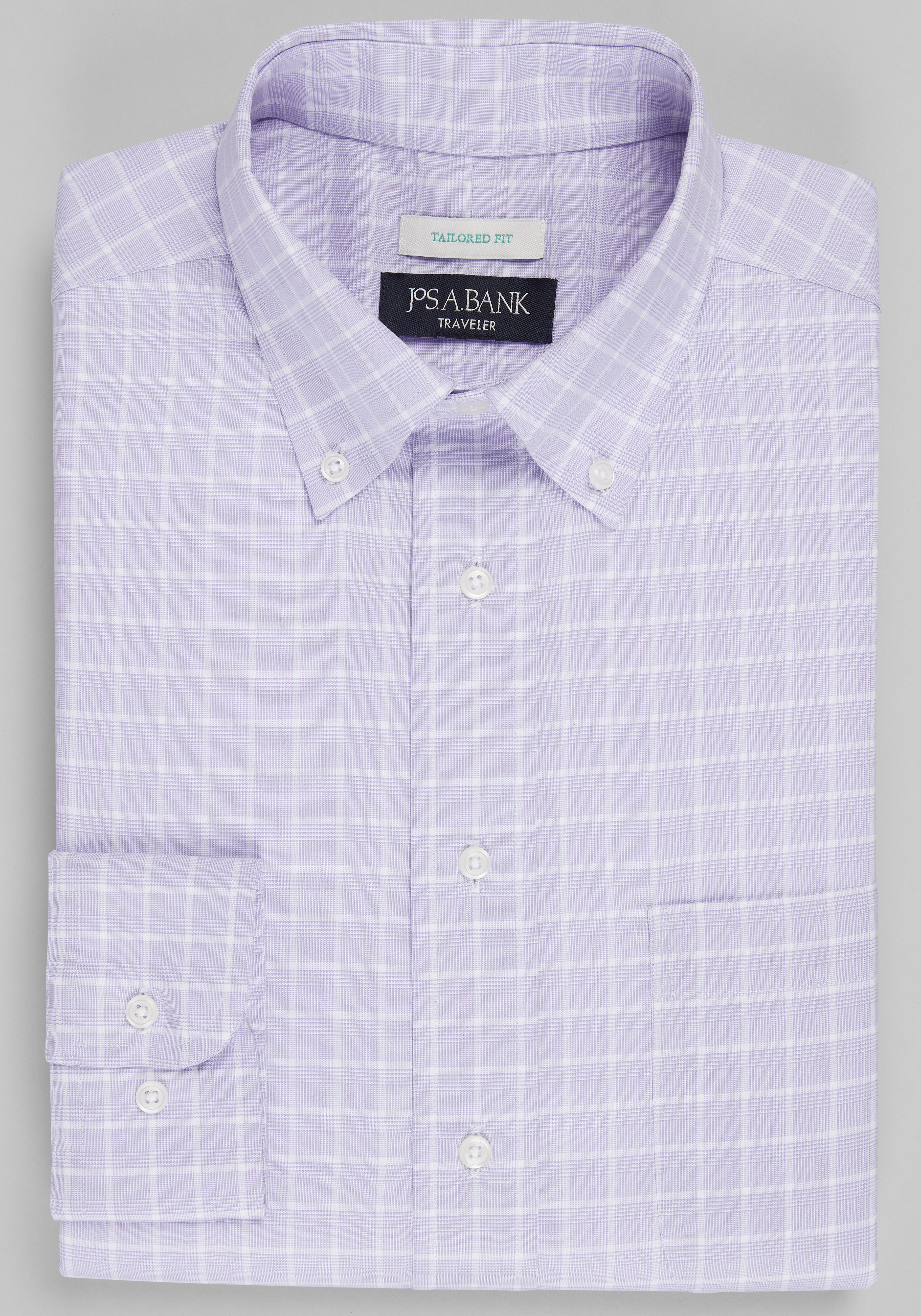 Men's Dress Shirts, Traveler&reg; Collection Tailored Fit Glenn Plaid Dress Shirt - Jos A Bank