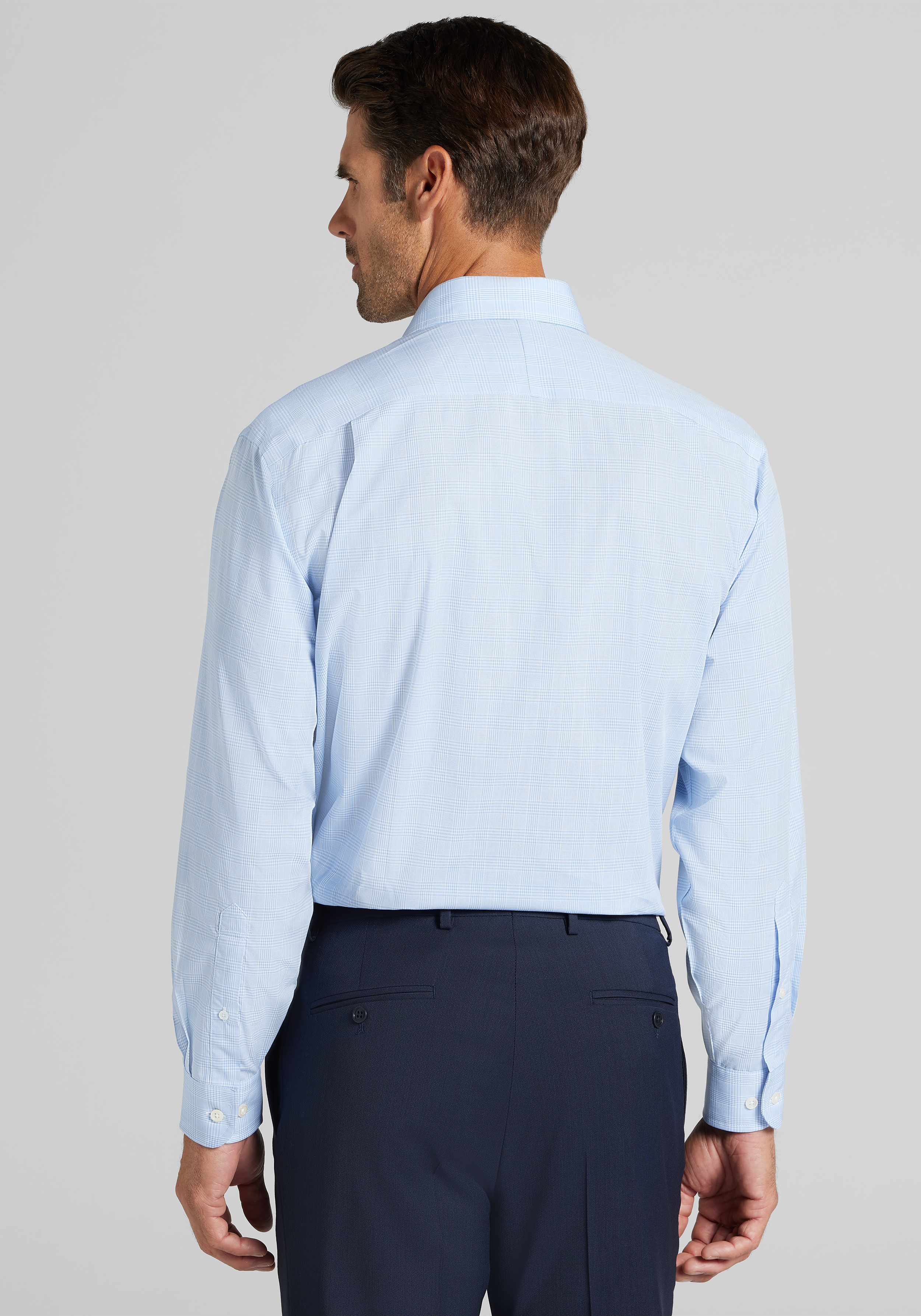 1905 Collection Traditional Fit Spread Collar Plaid Dress Shirt