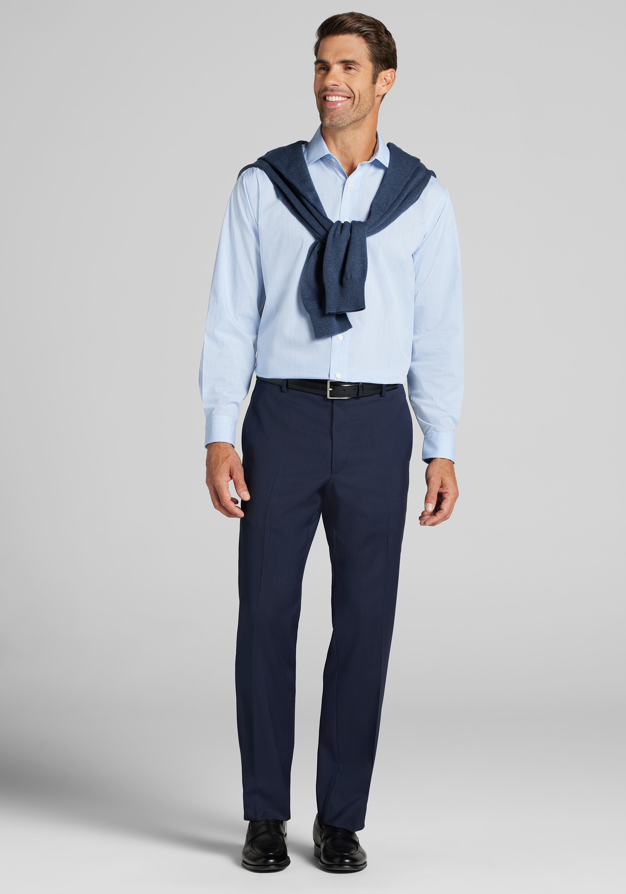 1905 Collection Traditional Fit Spread Collar Plaid Dress Shirt