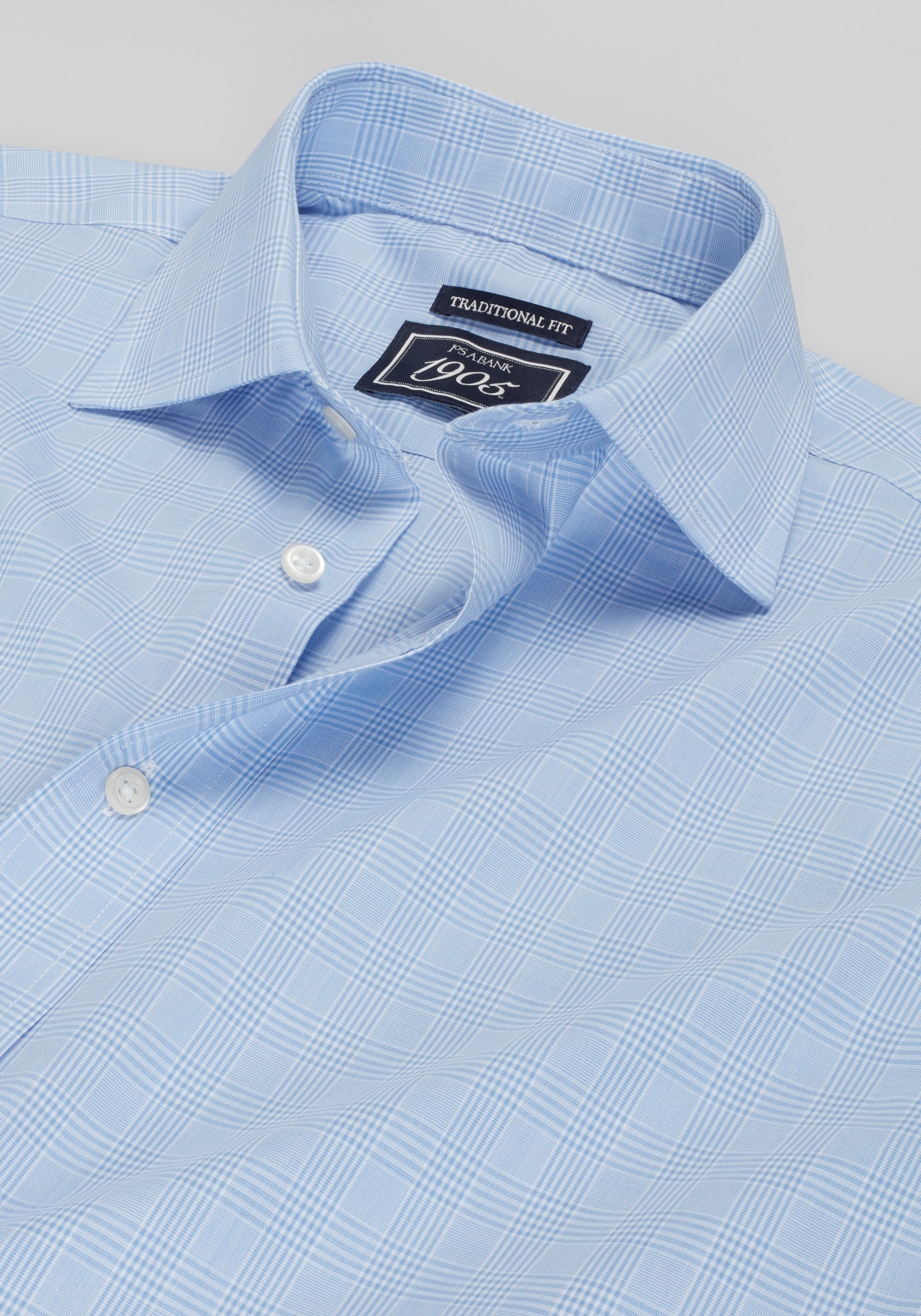 1905 Collection Traditional Fit Spread Collar Plaid Dress Shirt