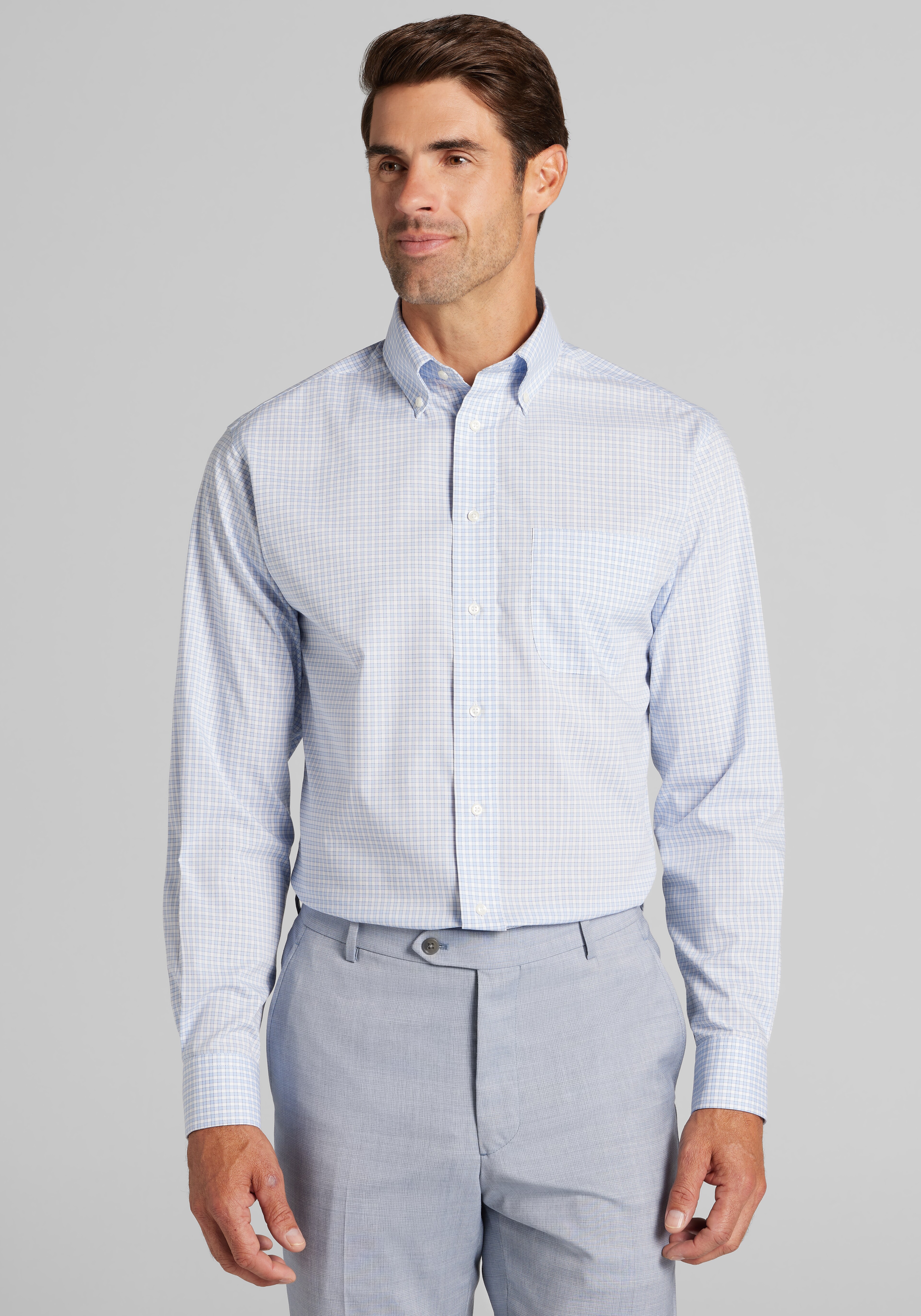 Jos. A. Bank Tailored Fit Plaid Comfort Stretch Dress Shirt CLEARANCE