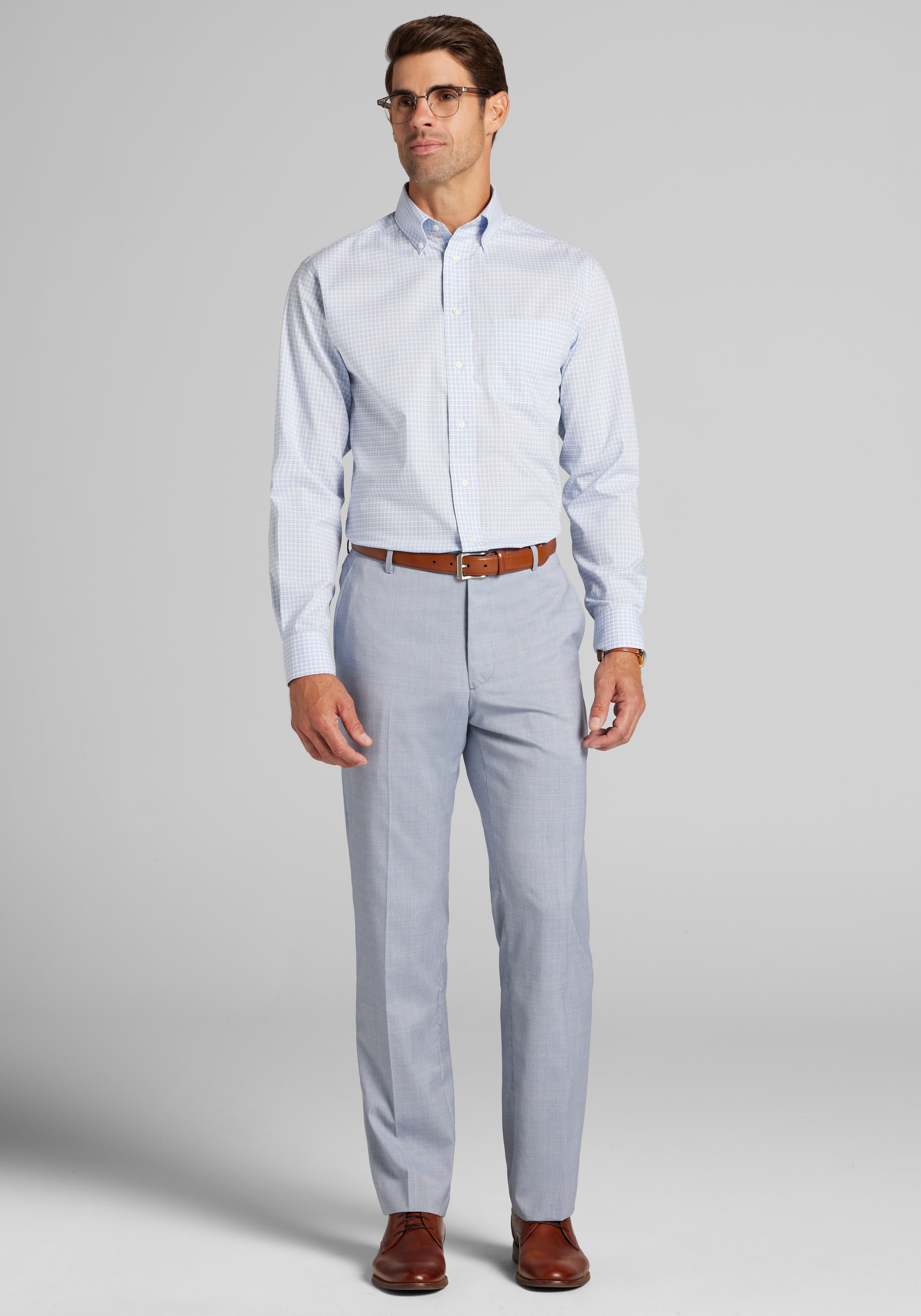 Jos. A. Bank Tailored Fit Plaid Comfort Stretch Dress Shirt