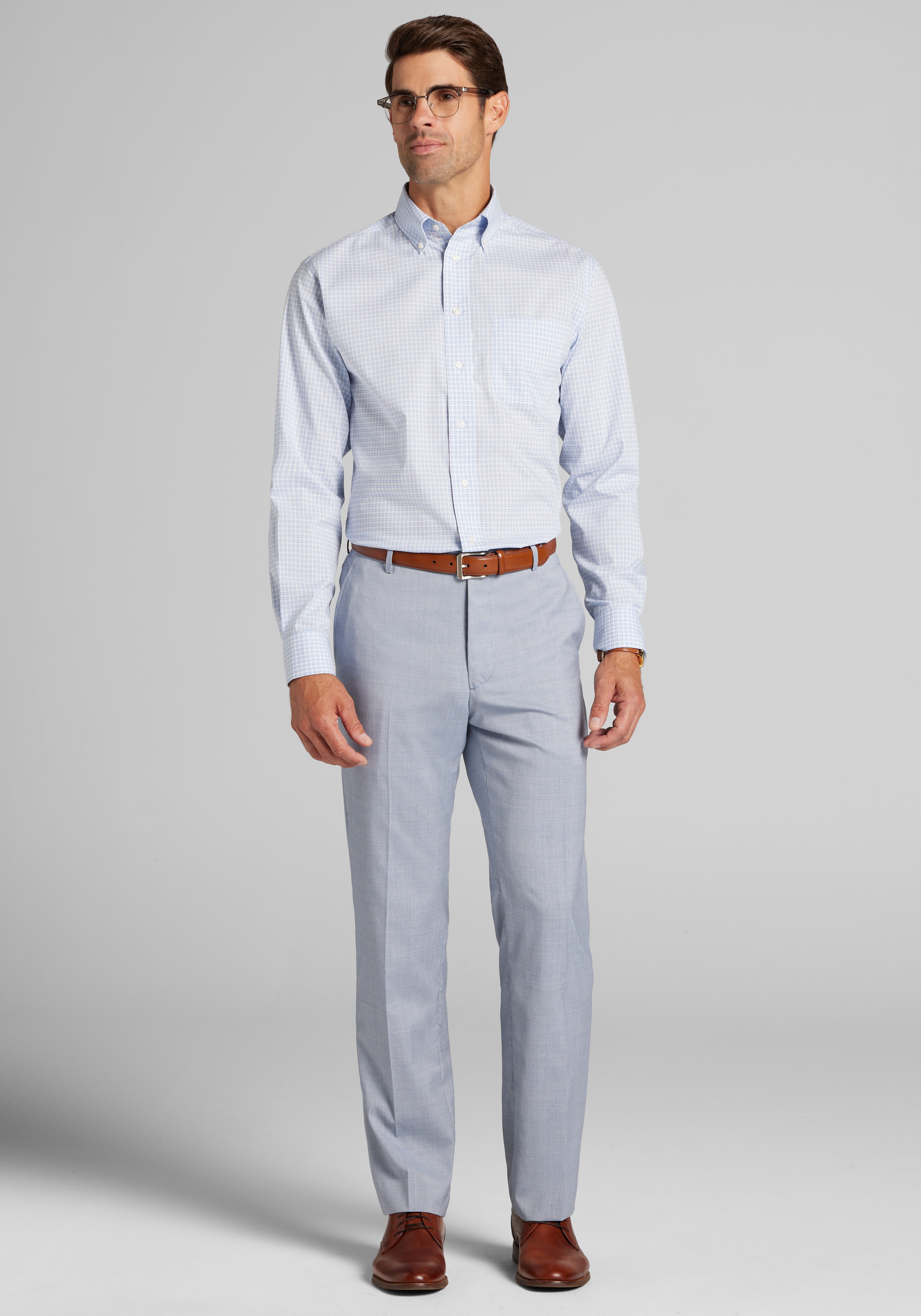 Jos. A. Bank Tailored Fit Plaid Comfort Stretch Dress Shirt CLEARANCE