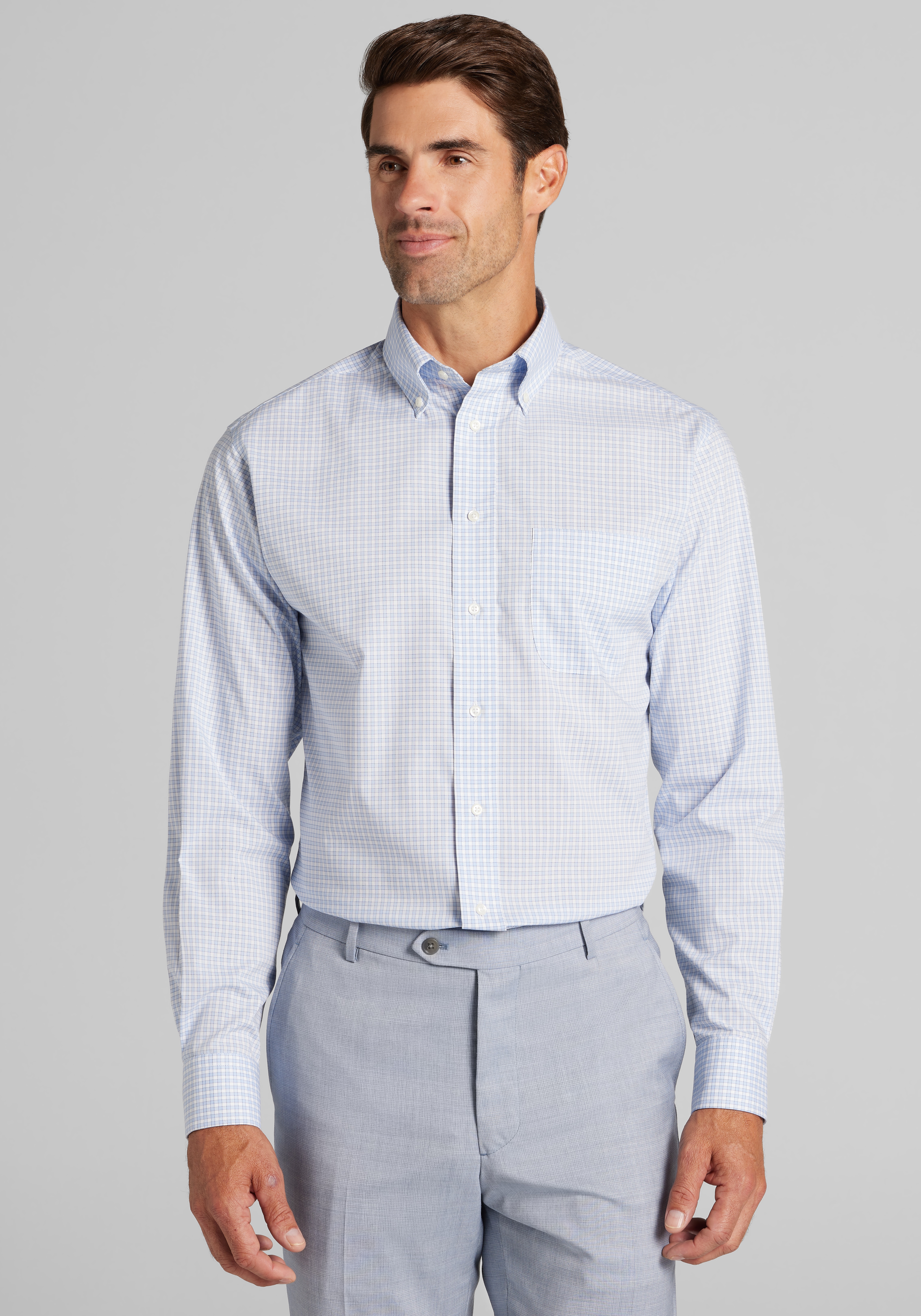 Men's New!, Jos. A. Bank Tailored Fit Plaid Comfort Stretch Dress Shirt - Jos A Bank