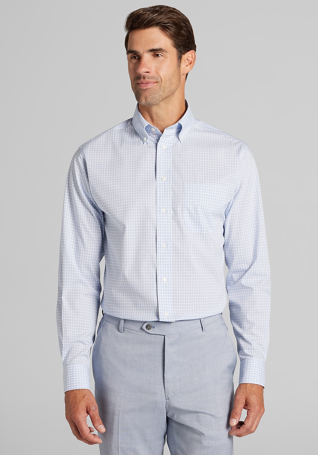 Jos. A. Bank Tailored Fit Plaid Comfort Stretch Dress Shirt