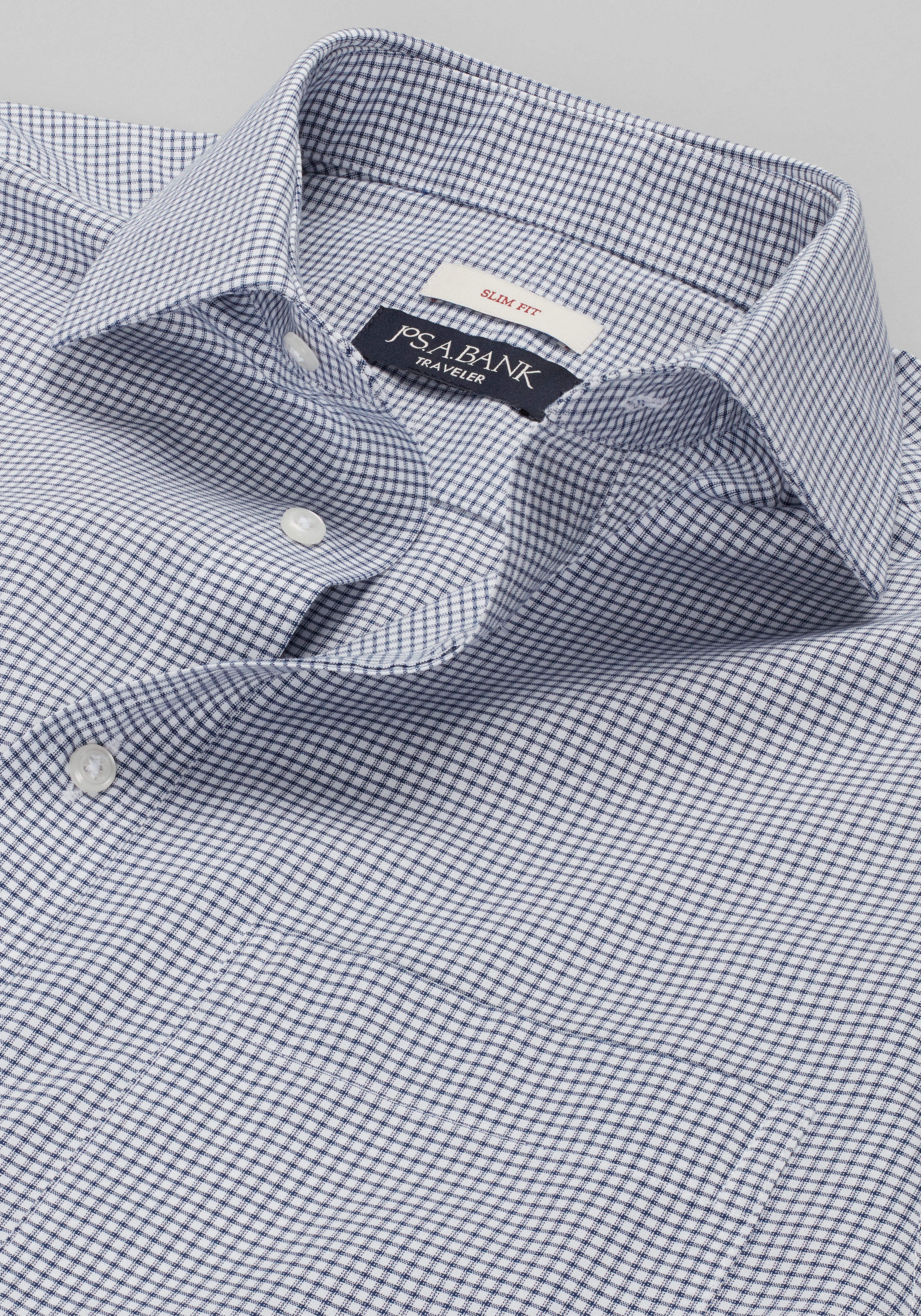 Traveler® Collection Slim Fit Spread Collar Grid Dress Shirt