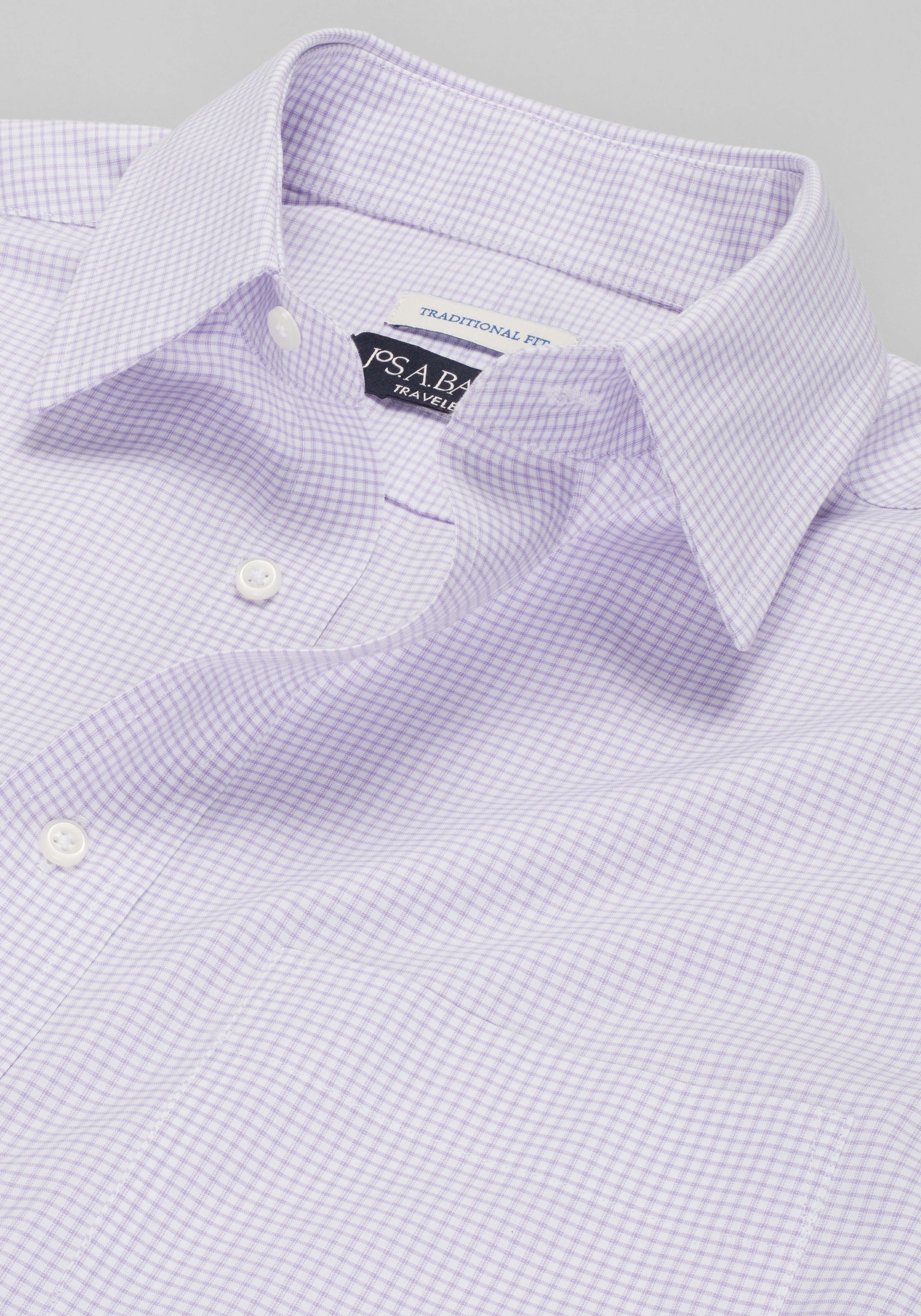 Traveler® Collection Traditional Fit Point Collar Grid Dress Shirt