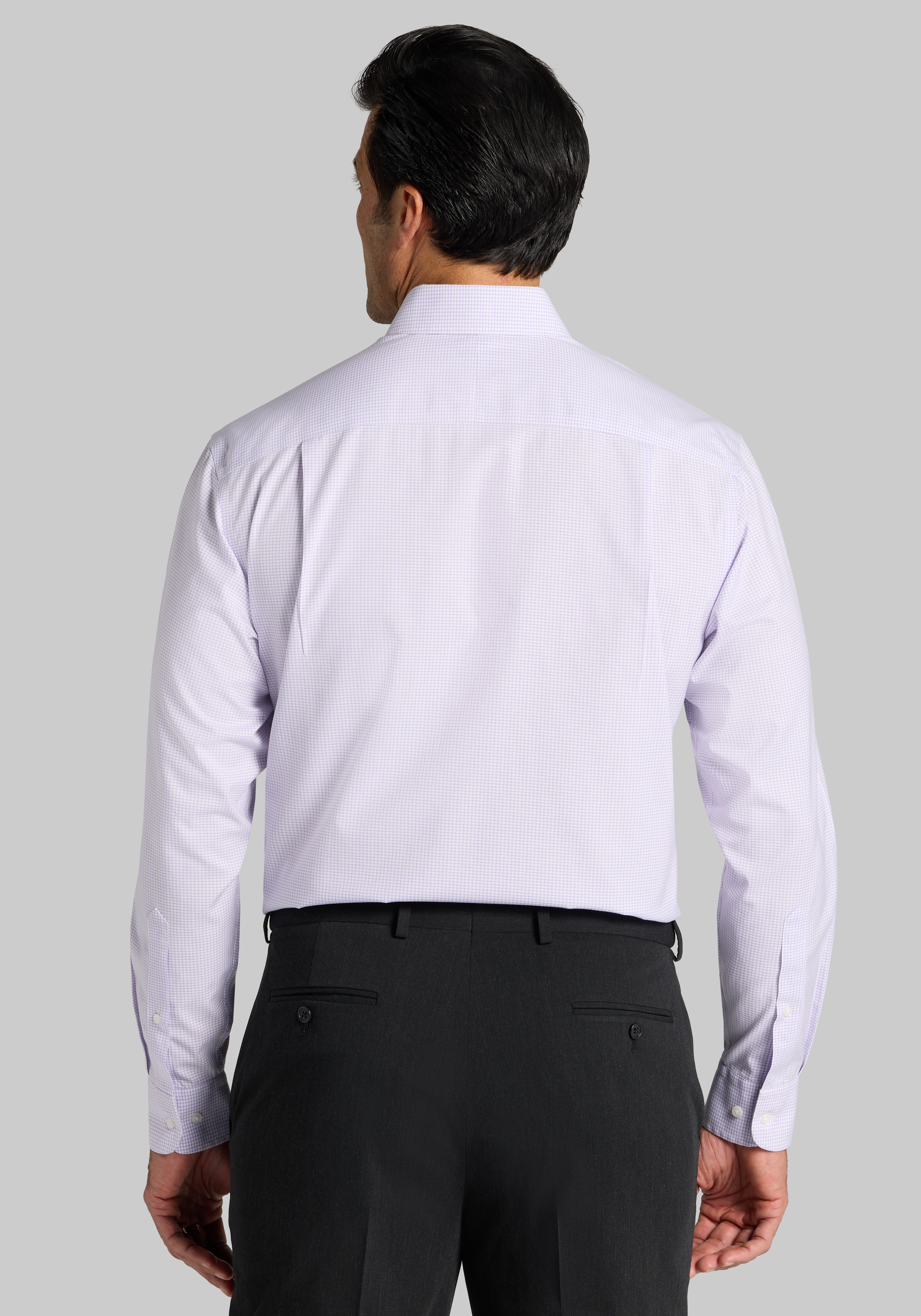 Traveler® Collection Traditional Fit Point Collar Grid Dress Shirt