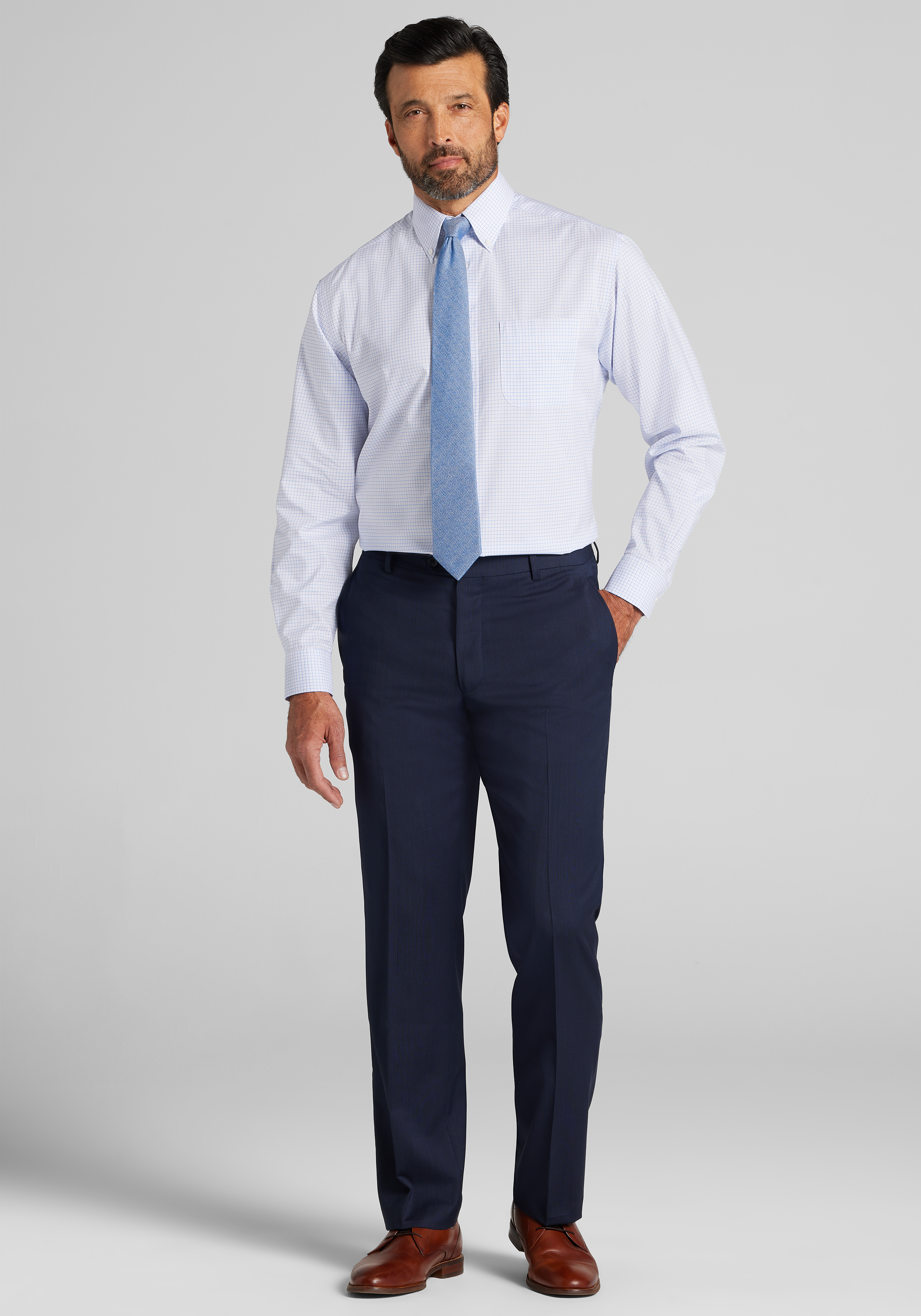 Traveler® Collection Traditional Fit Graph Plaid Dress Shirt