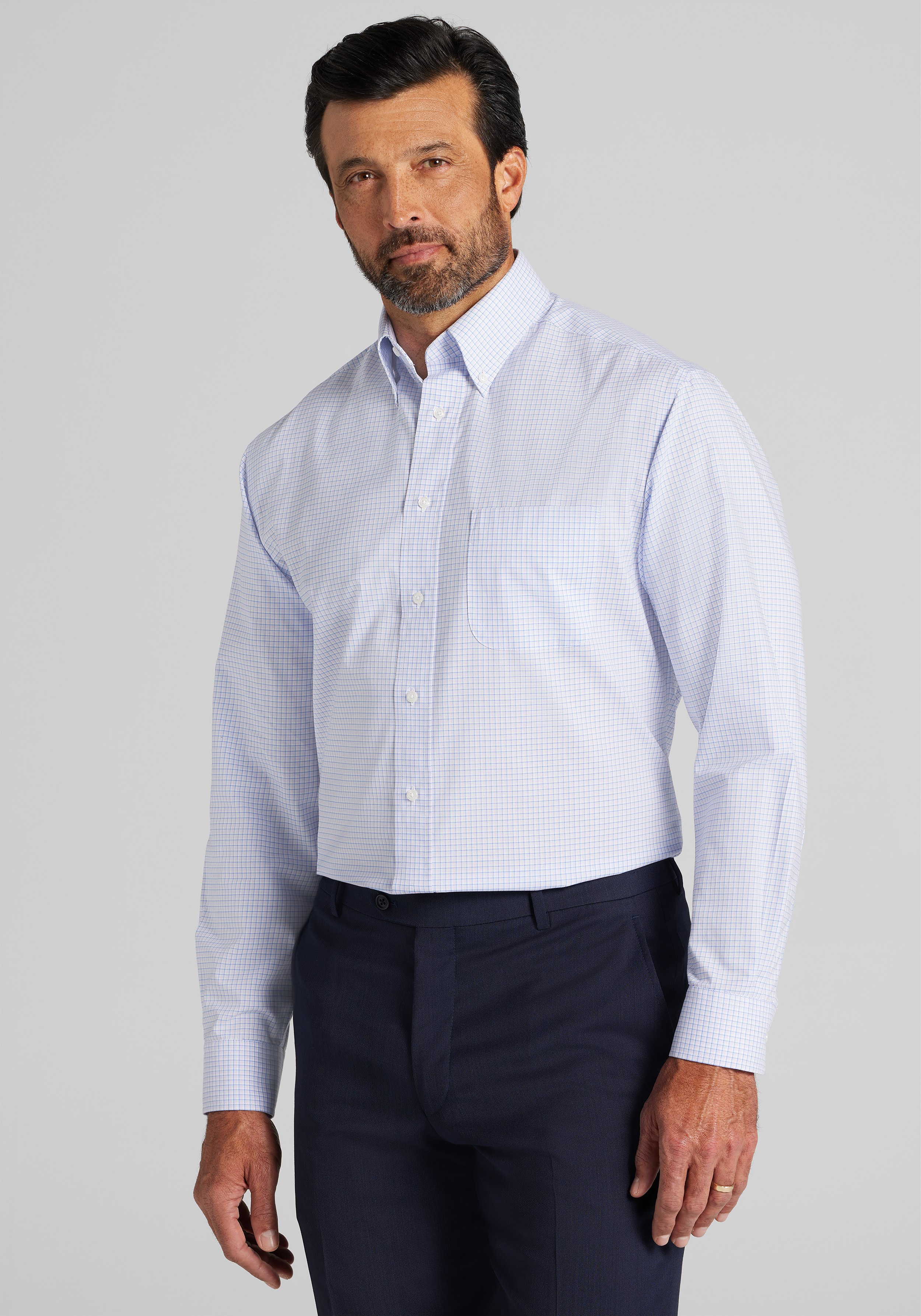 Men's New!, Traveler? Collection Traditional Fit Graph Plaid Dress Shirt - Jos A Bank