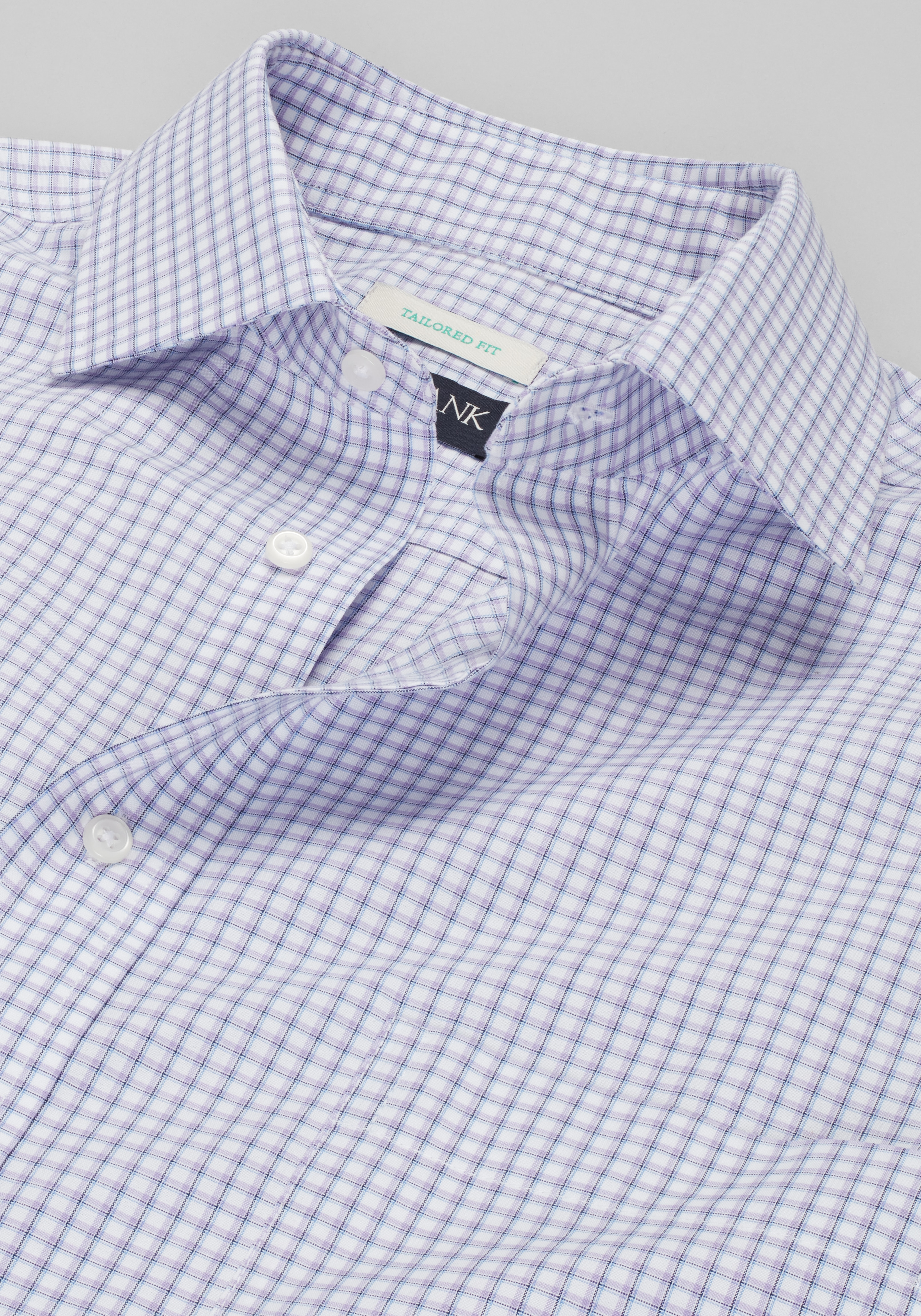Traveler® Collection Tailored Fit Spread Collar Grid Dress Shirt