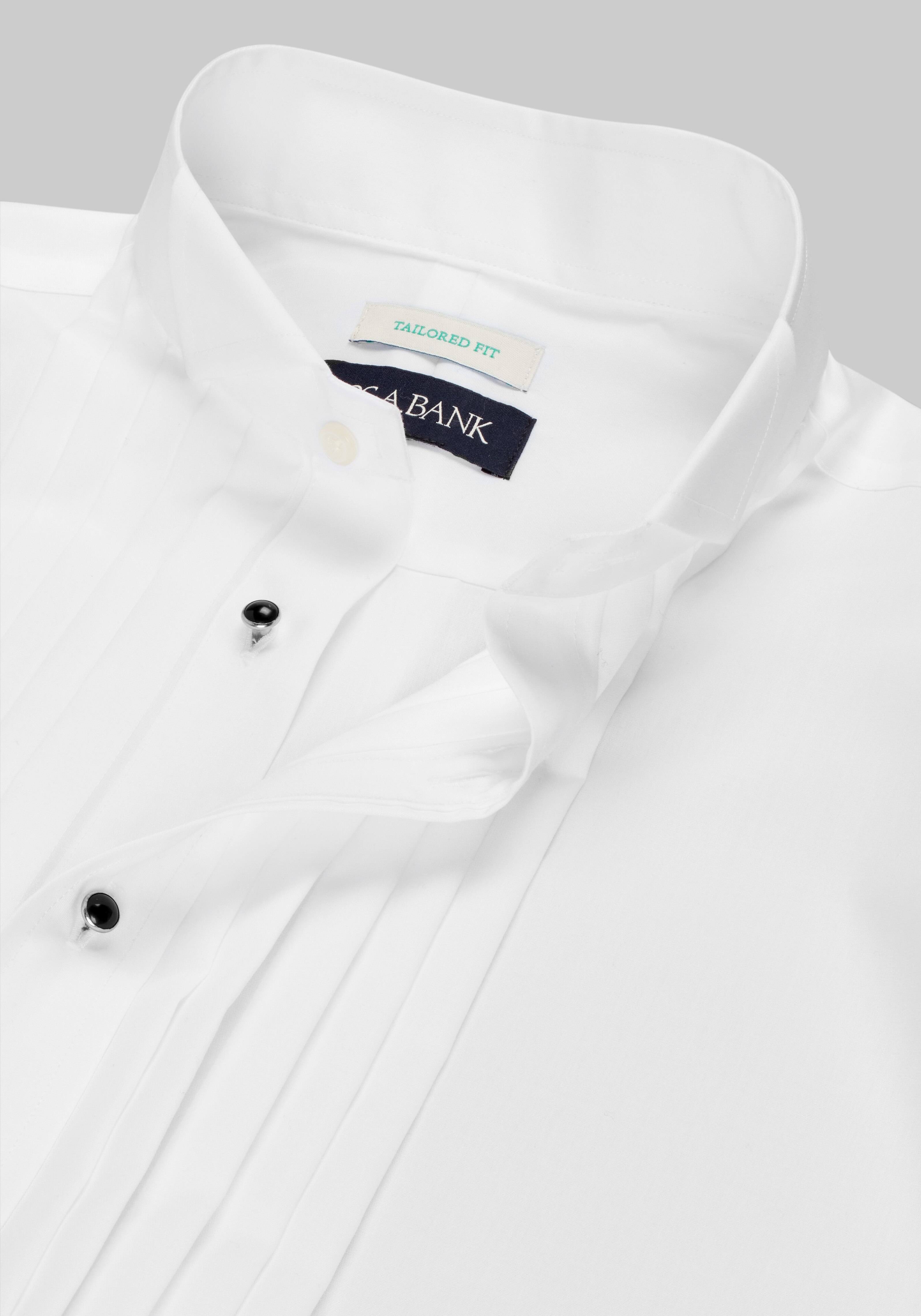 Jos. A. Bank Comfort Stretch Tailored Fit Wing Collar French Cuff Five-Pleat Formal Dress Shirt