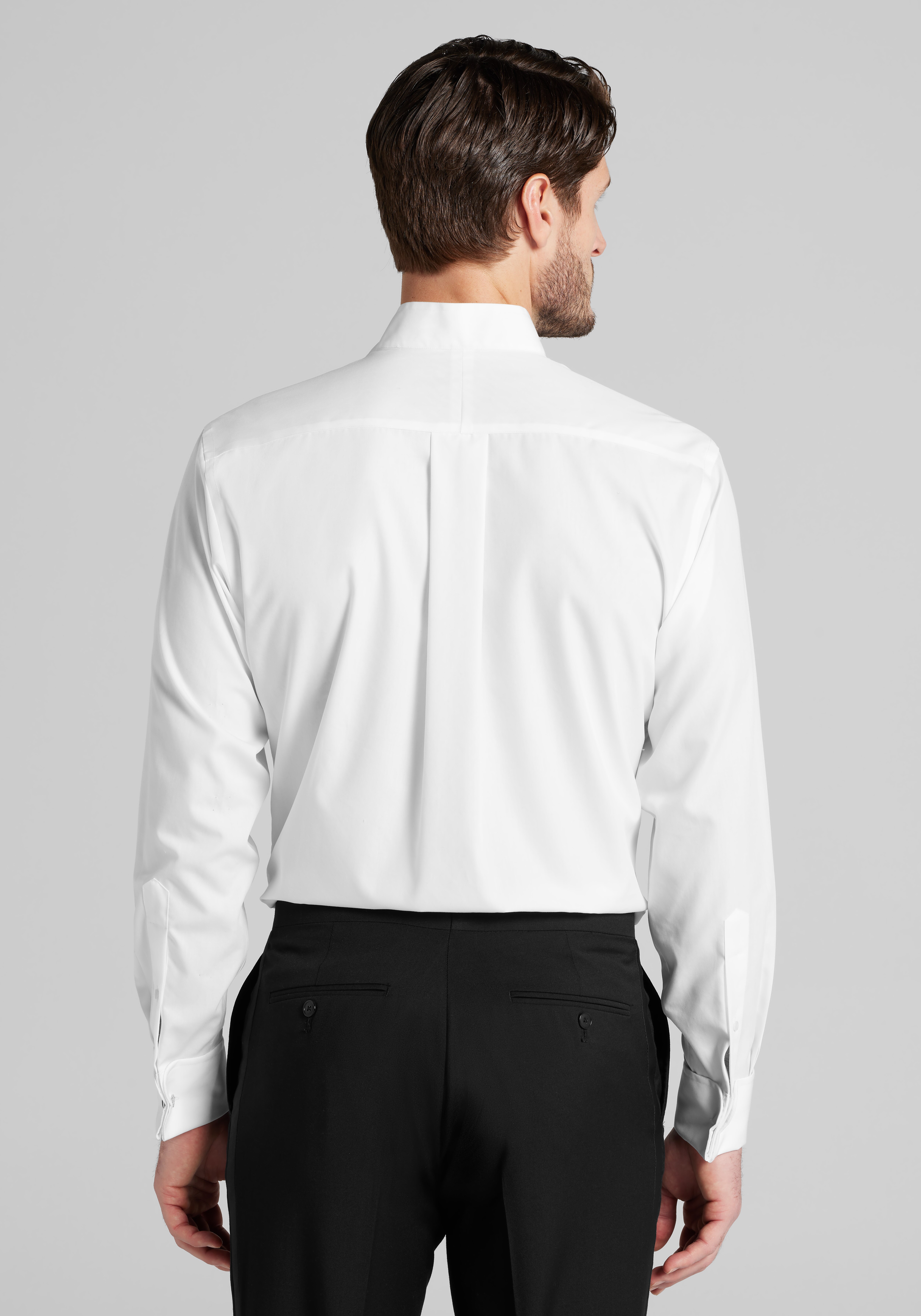 Jos. A. Bank Comfort Stretch Tailored Fit Wing Collar French Cuff Five-Pleat Formal Dress Shirt