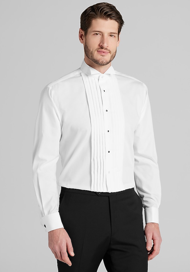 banded collar french cuff dress shirts French Cuff Banded Collar Shirt