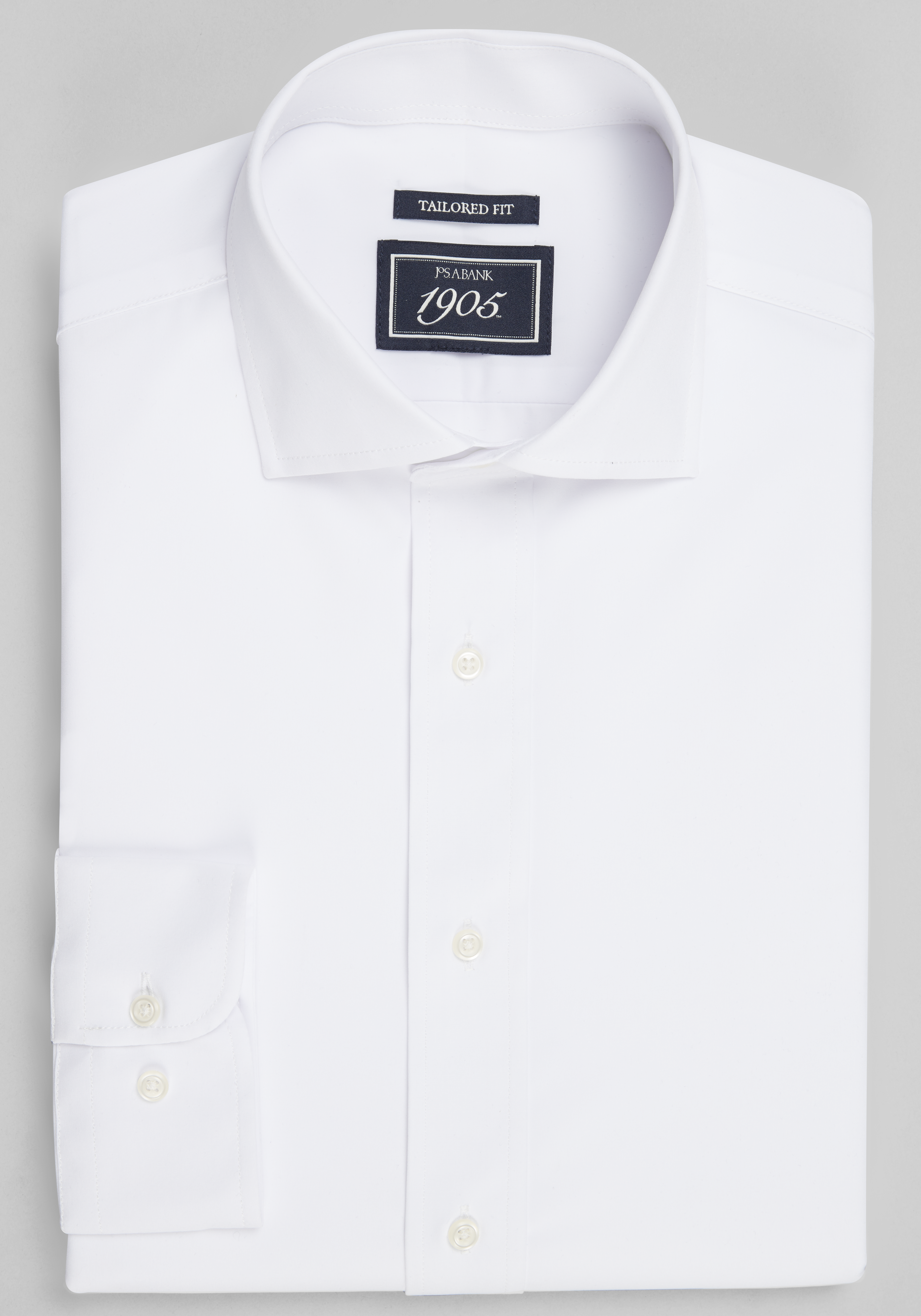 Men's Dress Shirts, 1905 Collection Tailored Fit Solid 4-Way Stretch Dress Shirt - Jos A Bank
