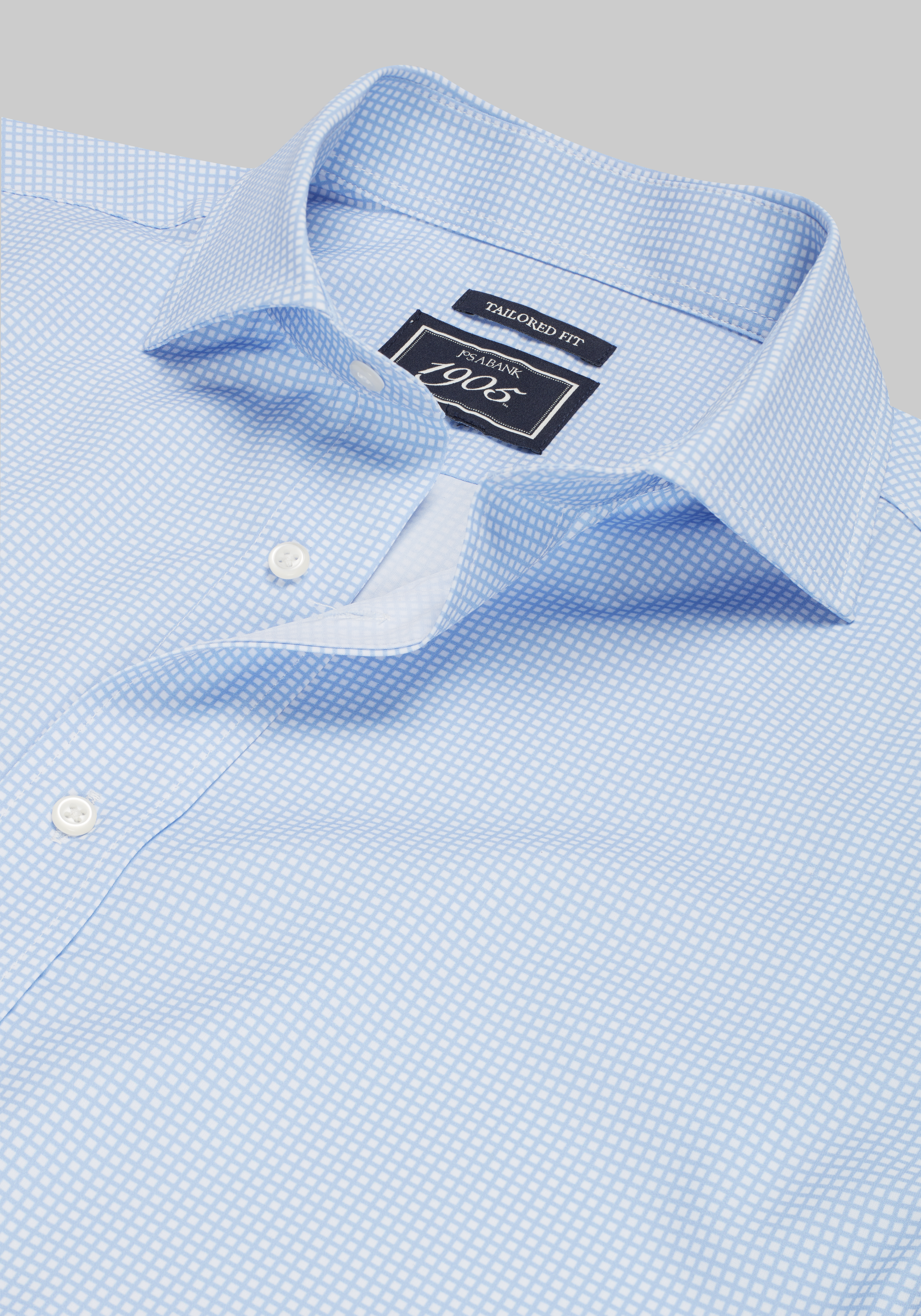 1905 Collection Tailored Fit Check 4-Way Stretch Dress Shirt