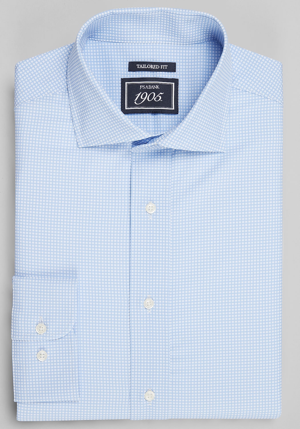1905 Collection Tailored Fit Check 4-Way Stretch Dress Shirt