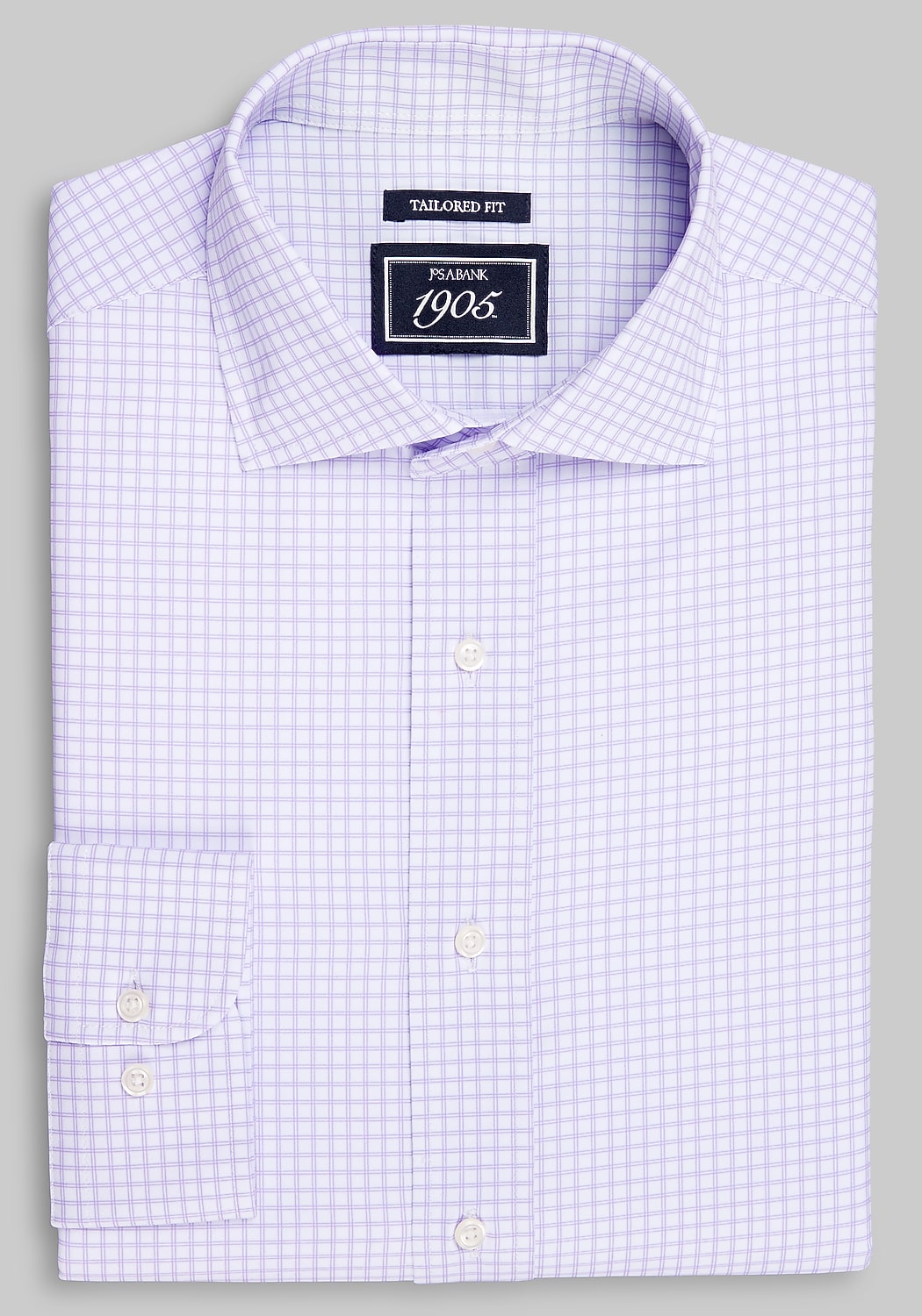 1905 Collection Tailored Fit Check 4-Way Stretch Dress Shirt