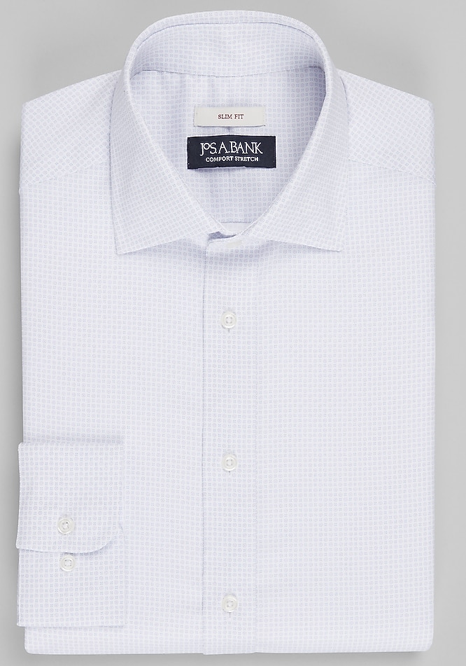 Men's Big & Tall Jos. A. Bank Slim Fit Checkers Print Dress Shirt at Jos. A. Bank, Light Purple, Size 15 1/2 X 36/37