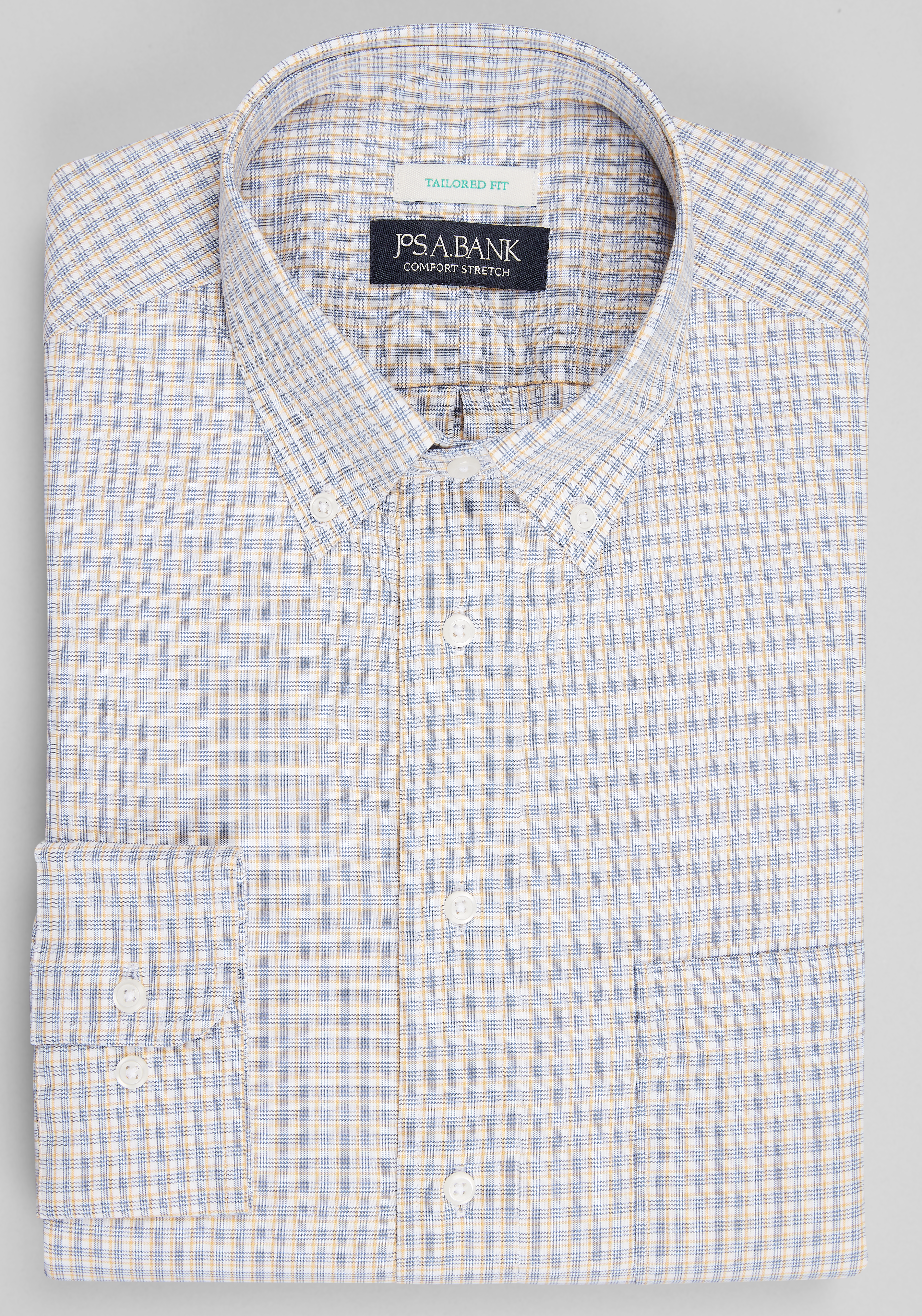 Jos. A. Bank Tailored Fit Offset Grid Dress Shirt CLEARANCE