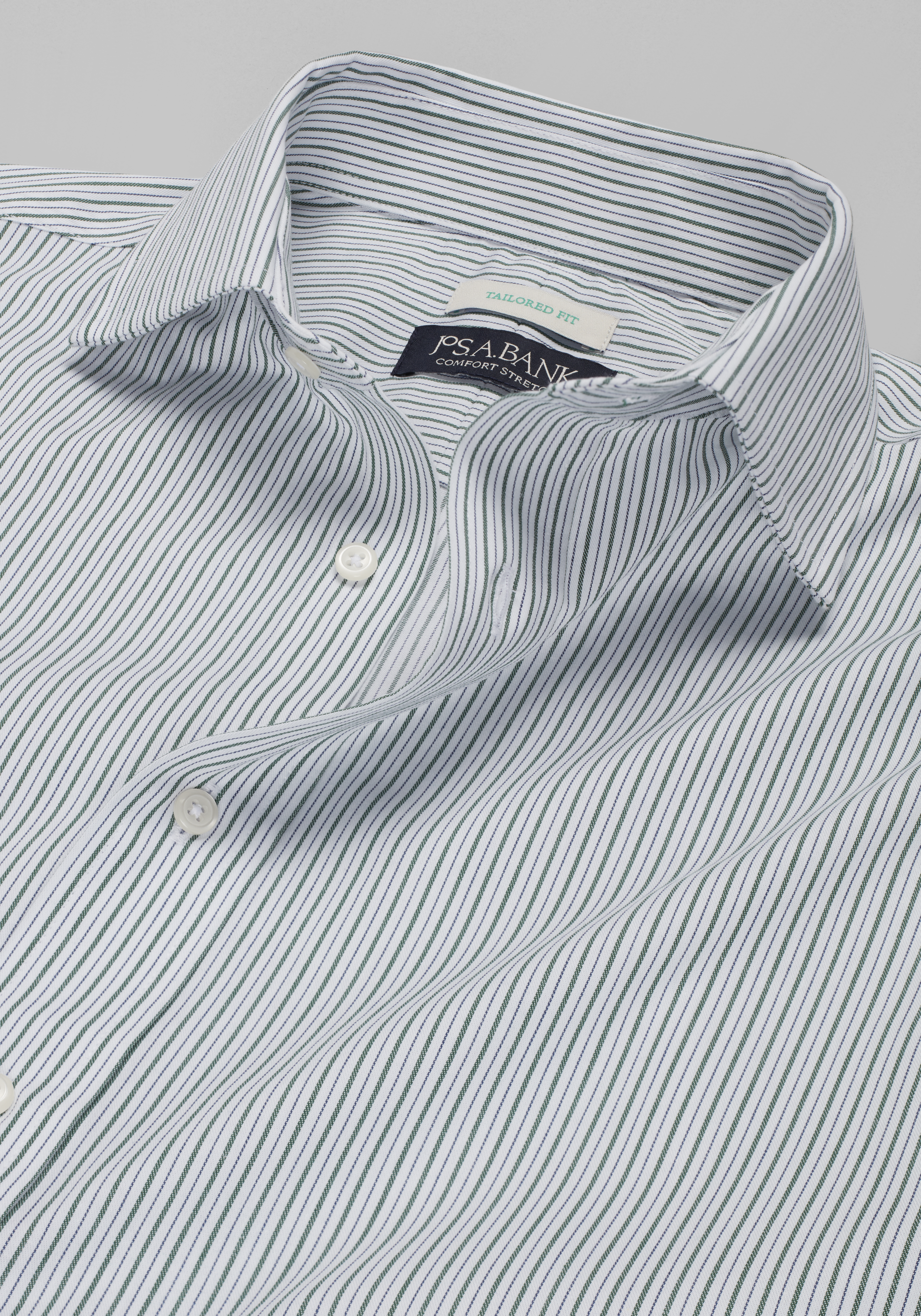 Jos A. Bank Tailored Fit Spread Collar Stripe Dress Shirt