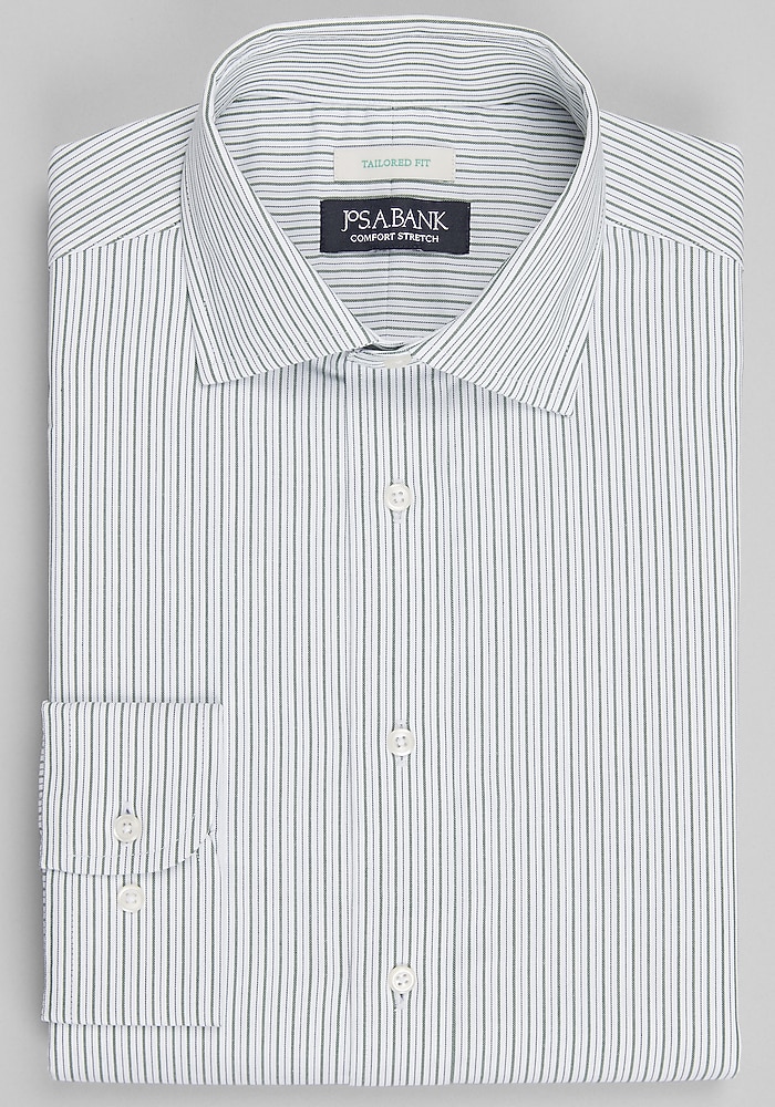 Jos A. Bank Tailored Fit Spread Collar Stripe Dress Shirt