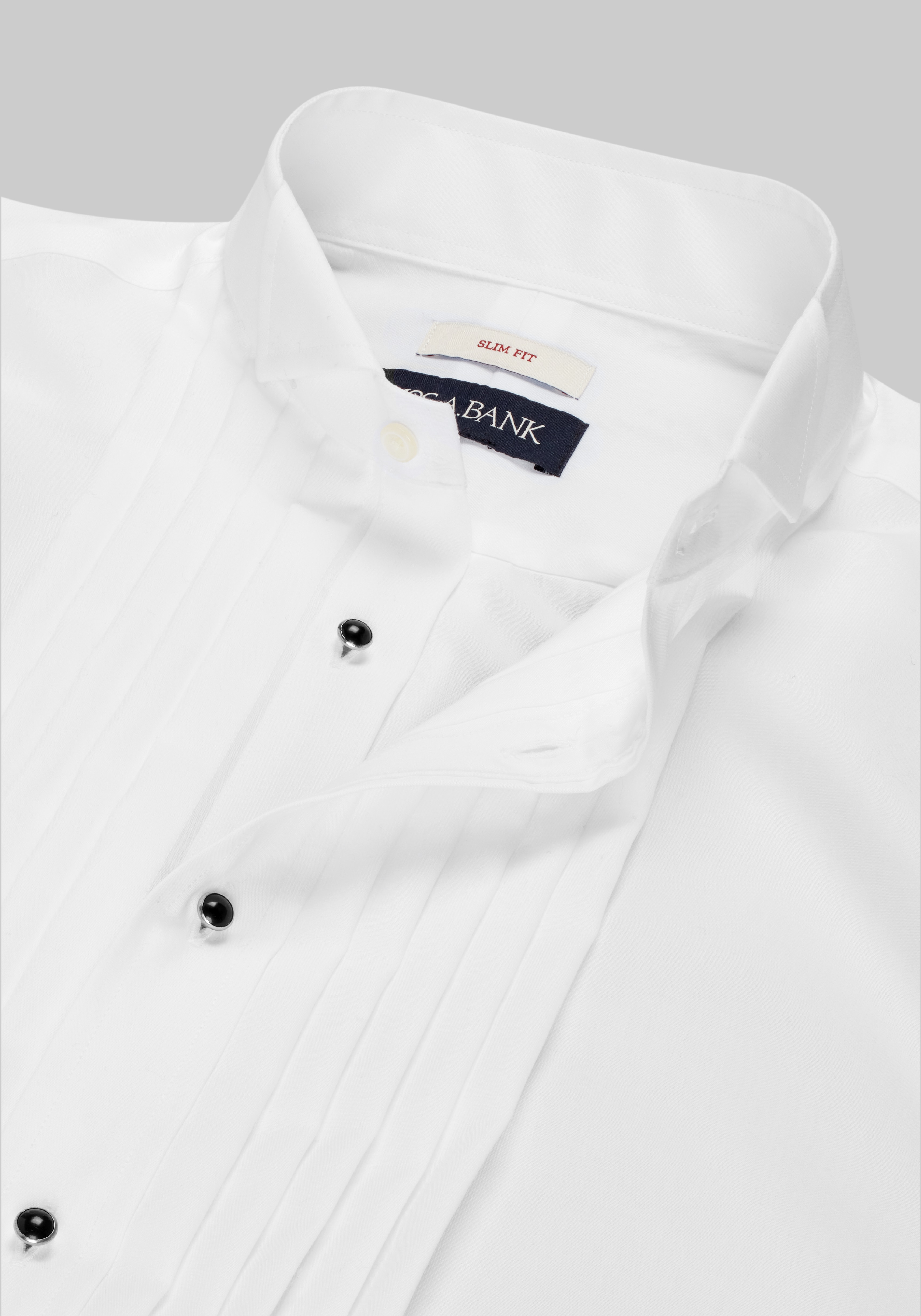 Jos. A. Bank Comfort Stretch Slim Fit Wing Collar French Cuff Five-Pleat Formal Dress Shirt