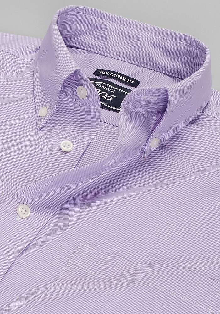 1905 Collection Traditional Fit 4-Way Stretch Button Down Collar Micro Houndstooth Dress Shirt