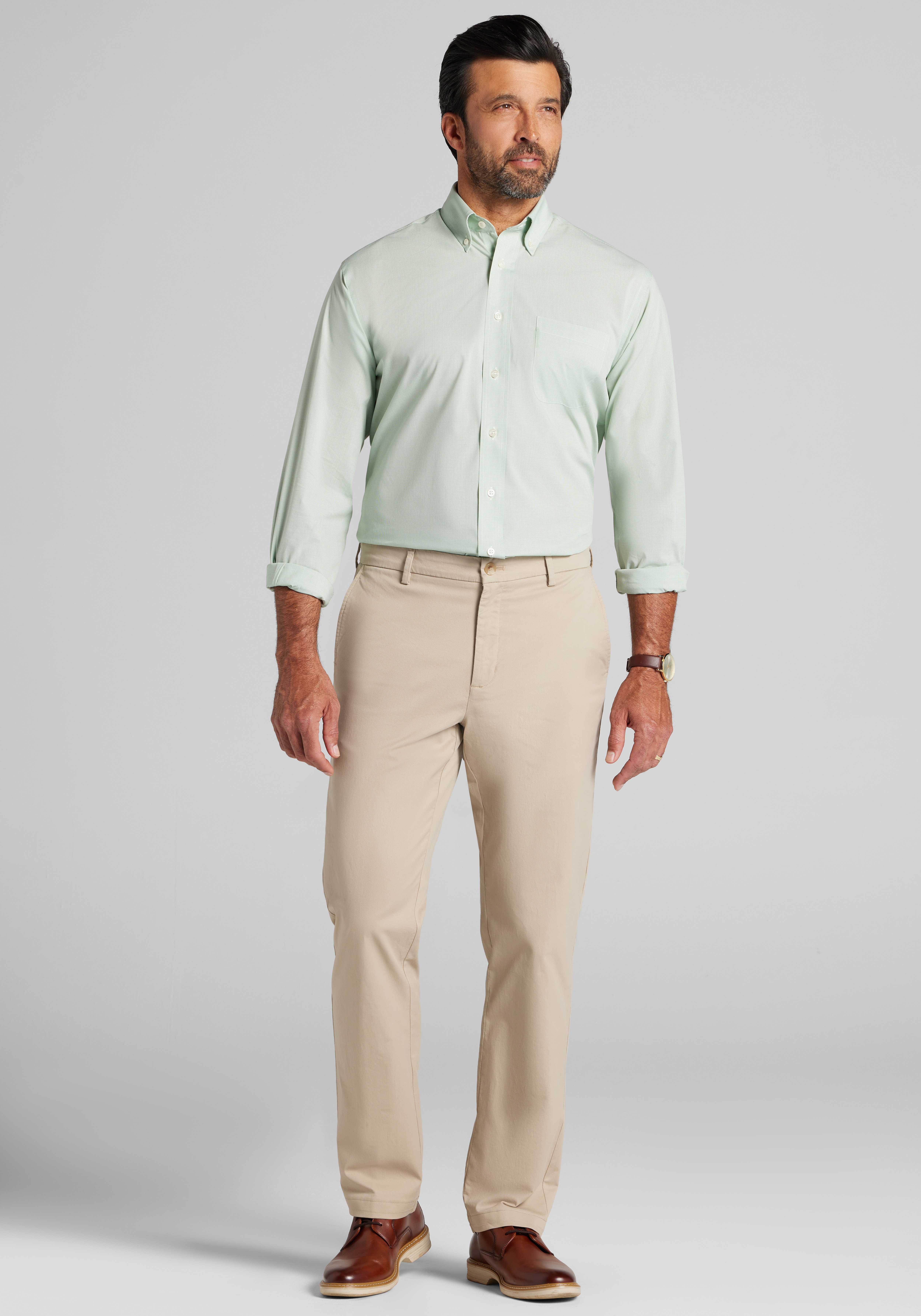 1905 Collection Traditional Fit 4-Way Stretch Button-Down Collar Micro Houndstooth Dress Shirt