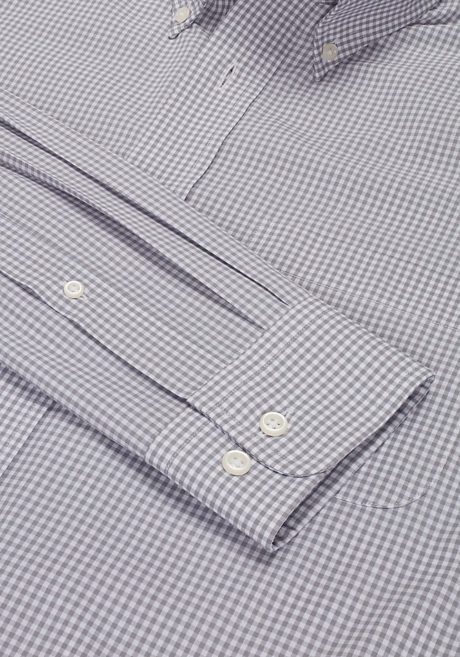 grey gingham dress shirt Proper Cloth Men's Thomas Mason Wrinkle-Resistant Grey Mini Gingham Custom Dress Shirt