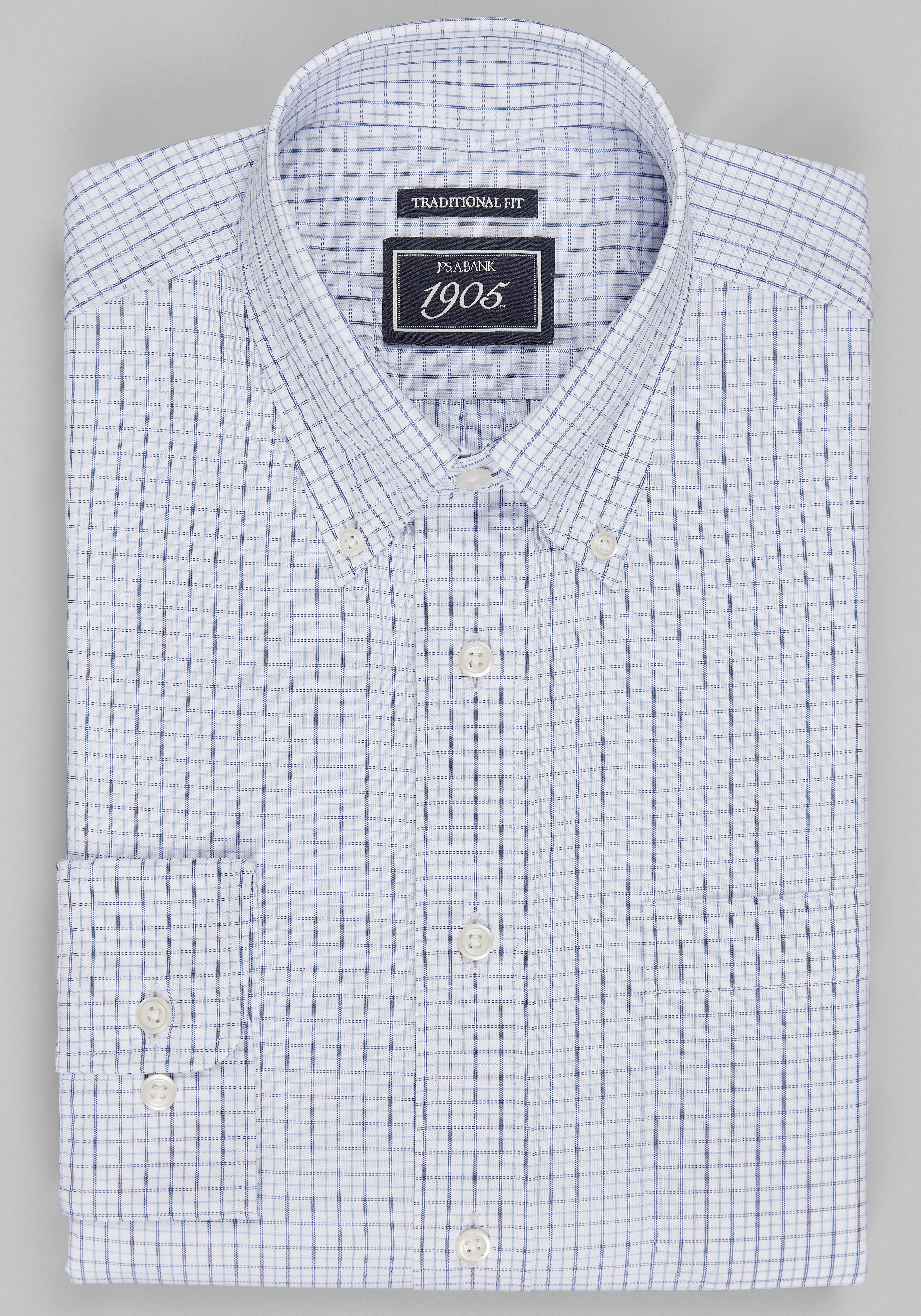 1905 Collection Traditional Fit Button-Down Collar Check Dress Shirt