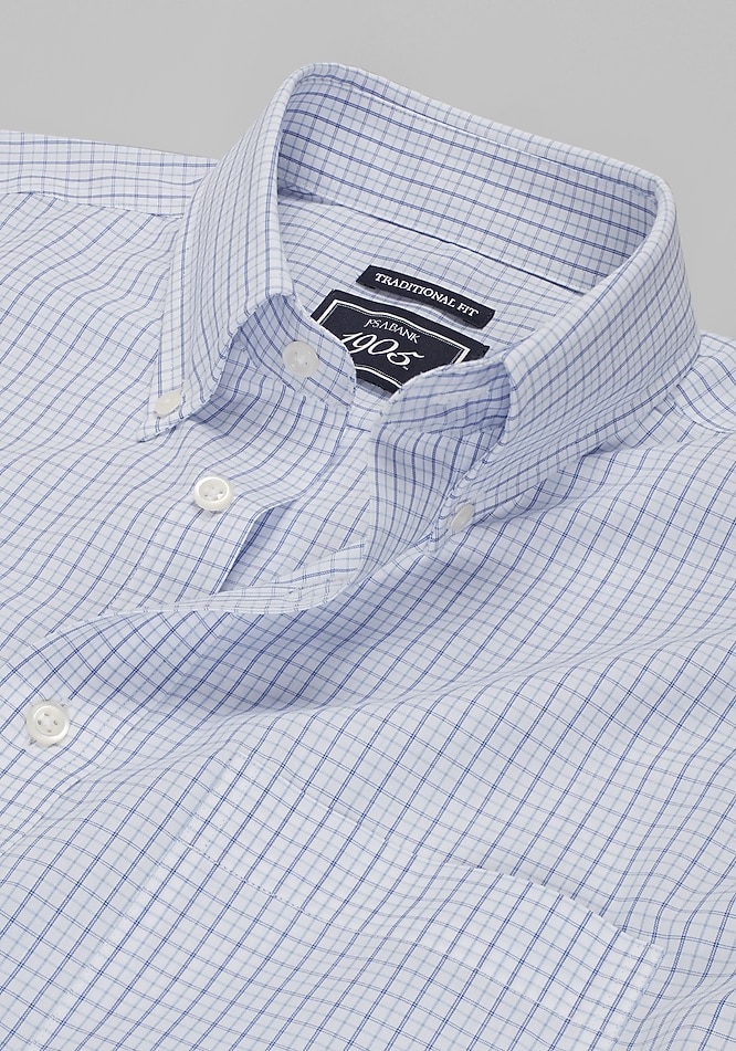 discount mens dress shirts online Men's 1905 Collection Traditional Fit Button-Down Collar Check Dress Shirt at Jos. A. Bank, Blue, Size 17 1/2 X 34/35