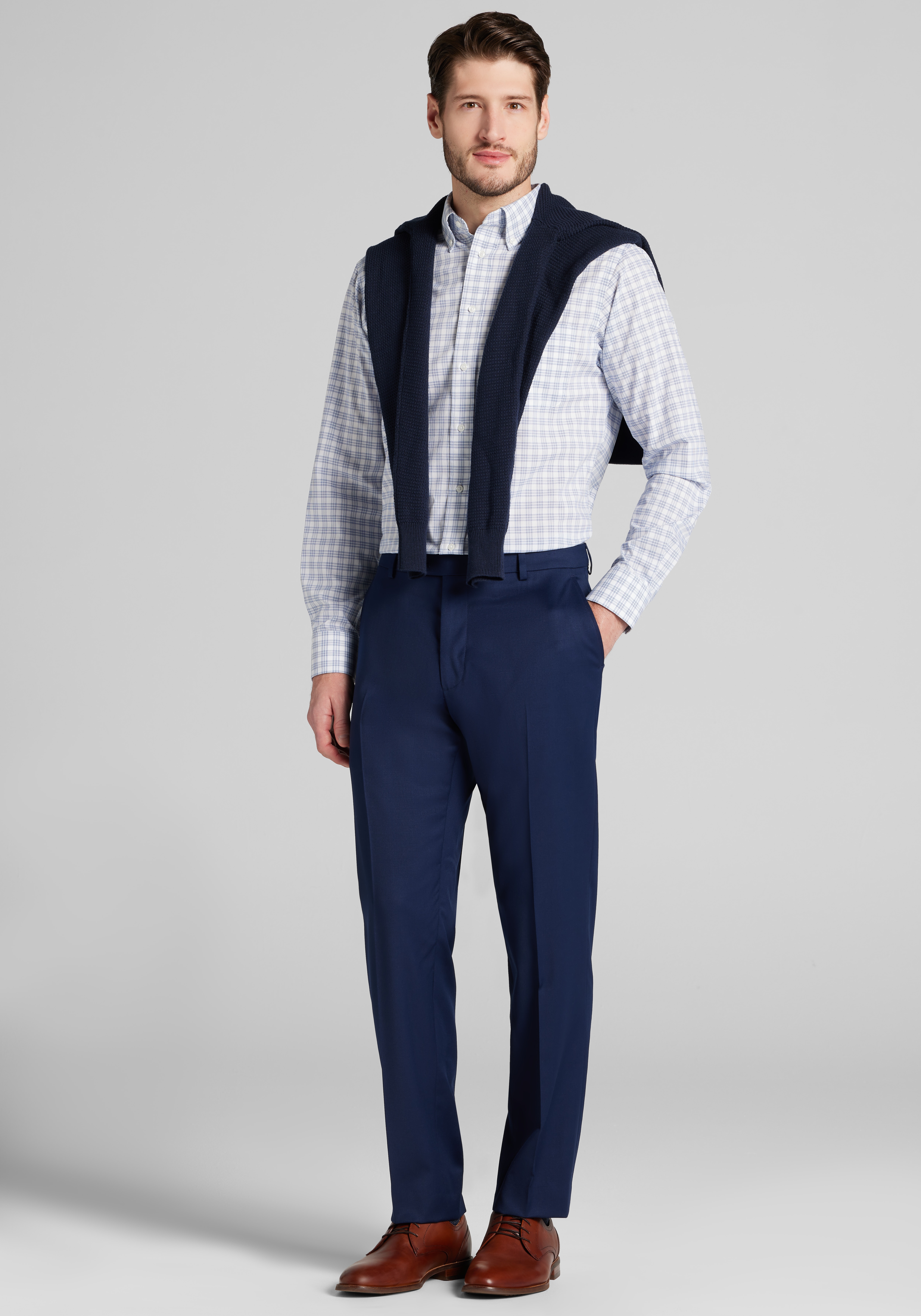 Jos. A. Bank Tailored Fit Plaid Comfort Stretch Dress Shirt