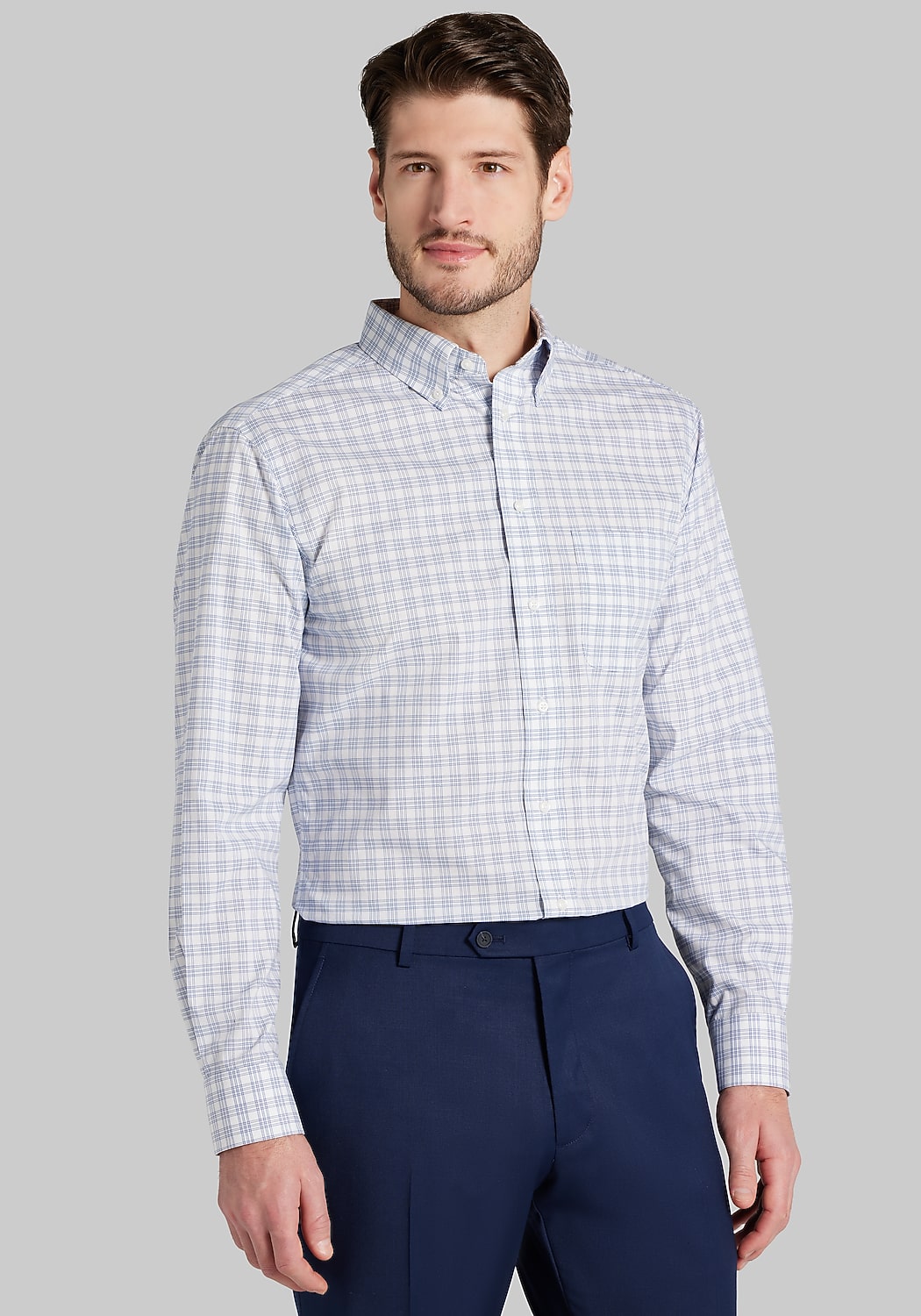 Jos. A. Bank Tailored Fit Plaid Comfort Stretch Dress Shirt